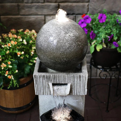 Sunnydaze 35" Modern Artistry Outdoor Water Fountain with LED Lights SSS-176