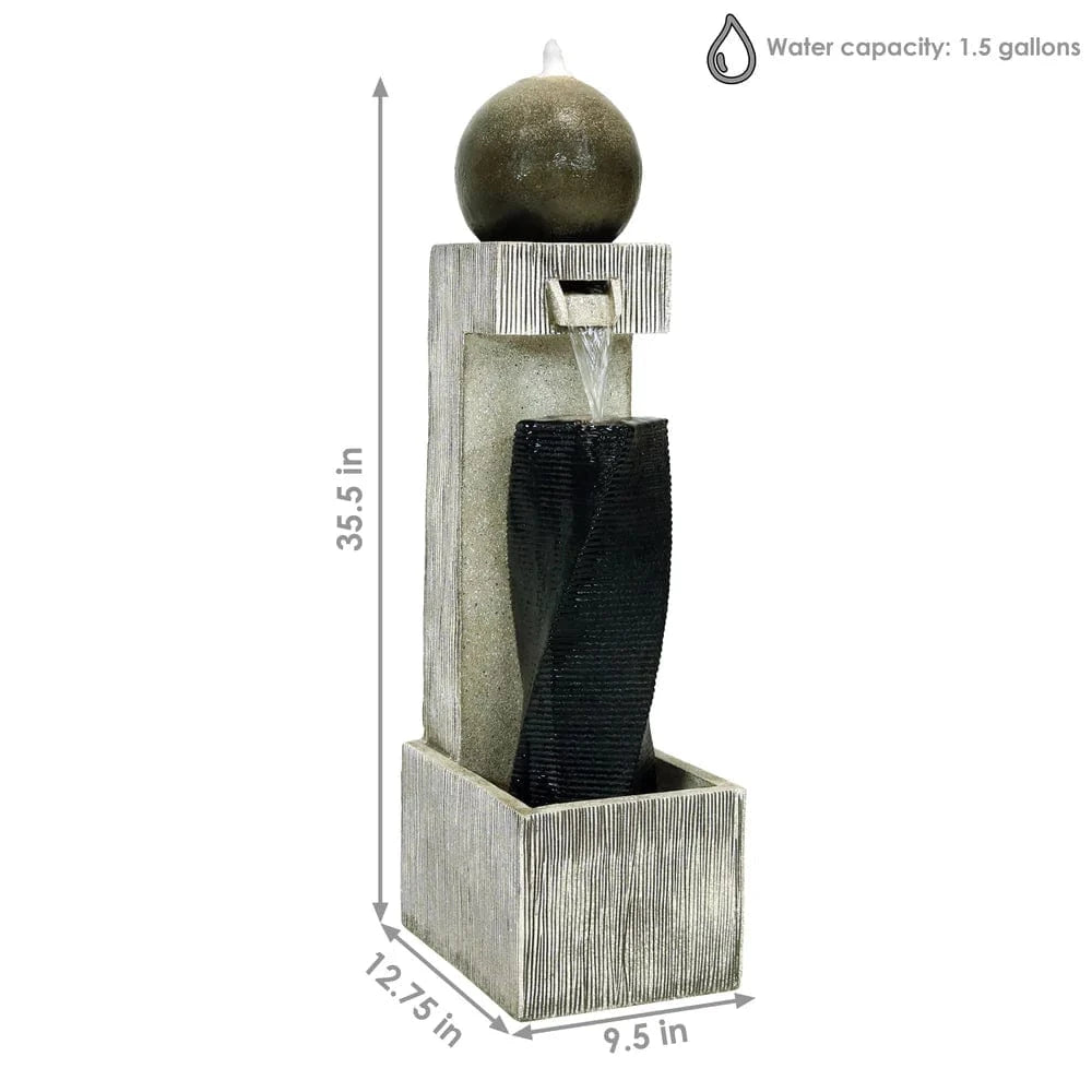 Sunnydaze 35" Modern Artistry Outdoor Water Fountain with LED Lights SSS-176