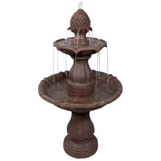 Sunnydaze 38" 2-Tier Curved Plinth Outdoor Water Fountain LZH-124
