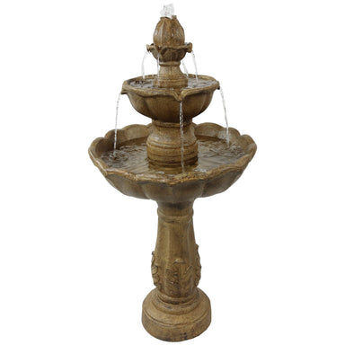 Sunnydaze 38" H Blooming Flower 2-Tier Outdoor Water Fountain GSI-707