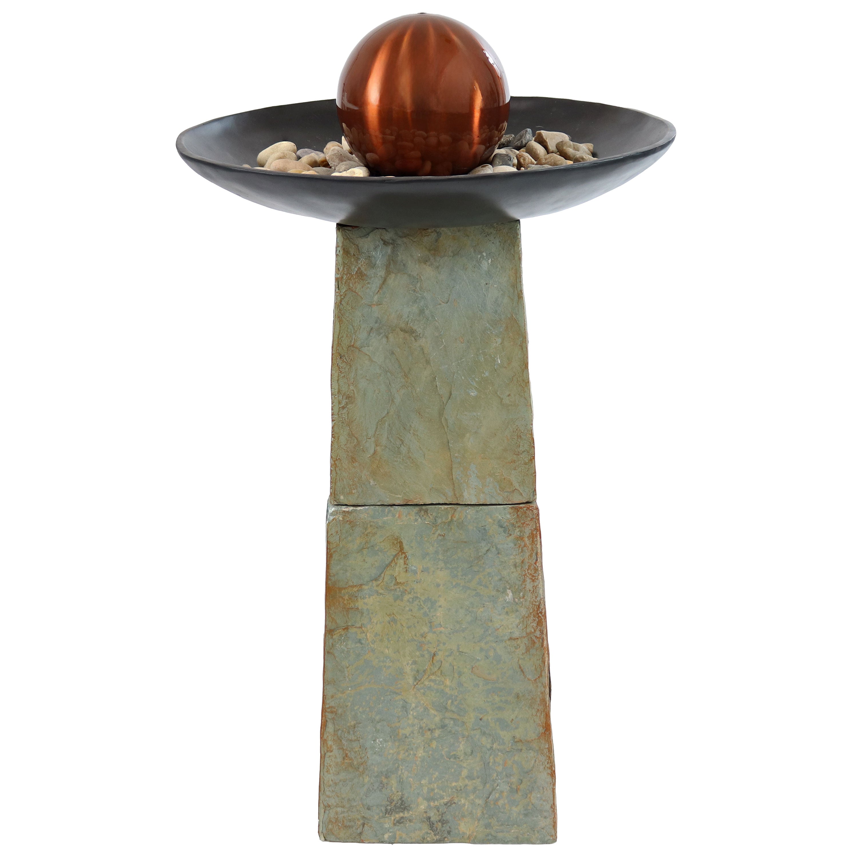 Sunnydaze 38" H Decorative Orb Slate Outdoor Water Fountain GSI-547