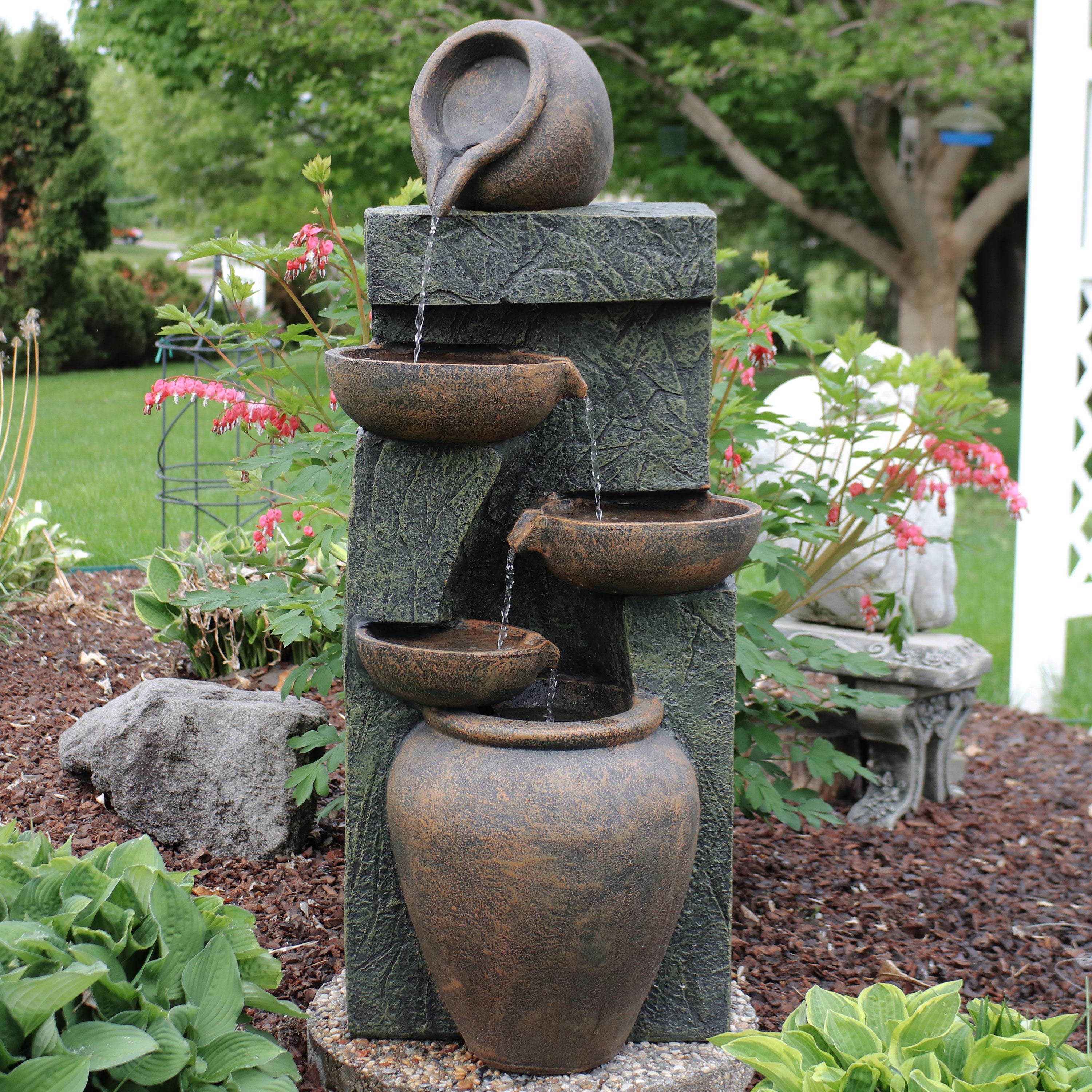 Sunnydaze 39" Cascading Earthenware Pottery Stream Fountain LZH-034