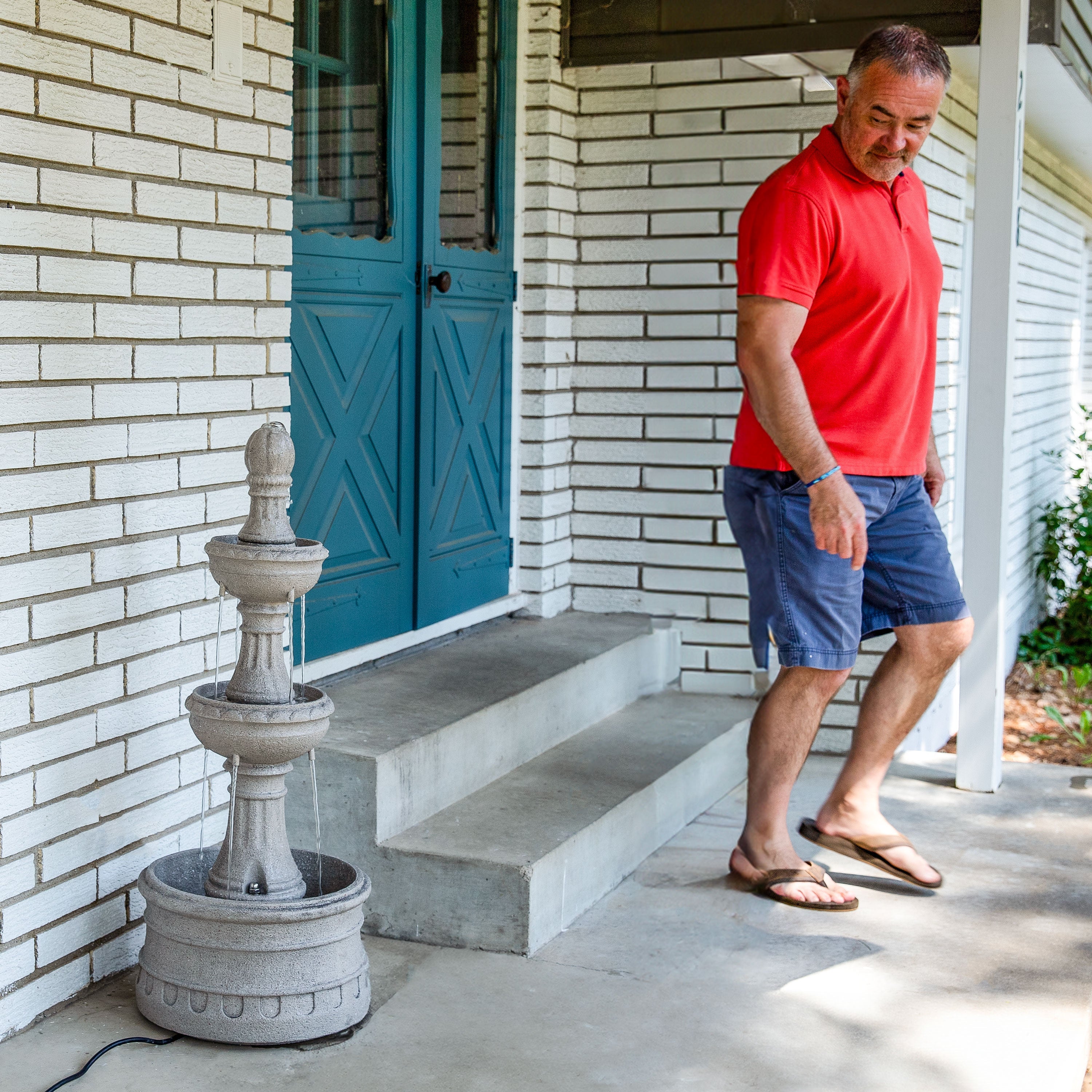 Sunnydaze 39" H Cyprus 3-Tier Polyresin Outdoor Water Fountain