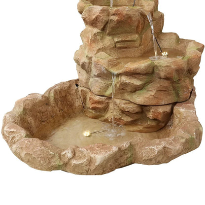 Sunnydaze 41.5" H Lighted Stone Springs Outdoor Water Fountain with LED Lights FC-73882