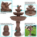 Sunnydaze 43" H 3-Tier Dove Pair Outdoor Water Fountain GSI-774