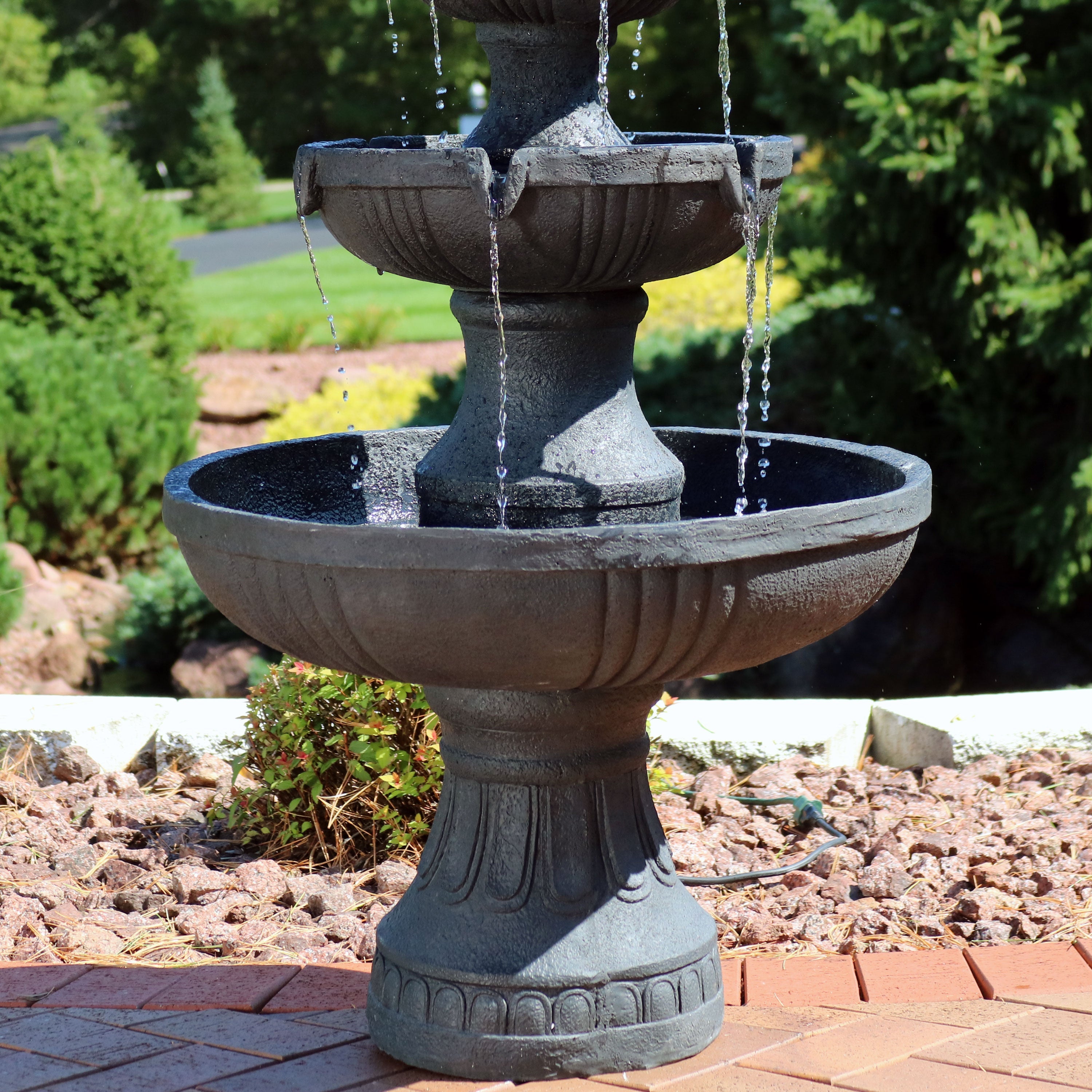Sunnydaze 43" H Flower Blossom Outdoor Electric 3-Tier Water Fountain