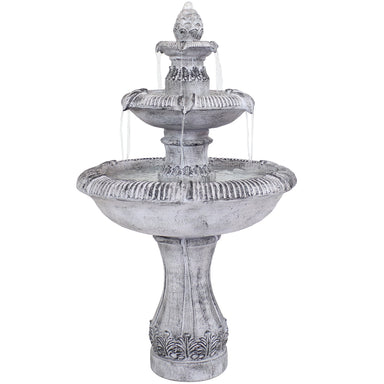Sunnydaze 45" 3-Tier Outdoor Water Fountain Mediterranean Reinforced Concrete FWD-426