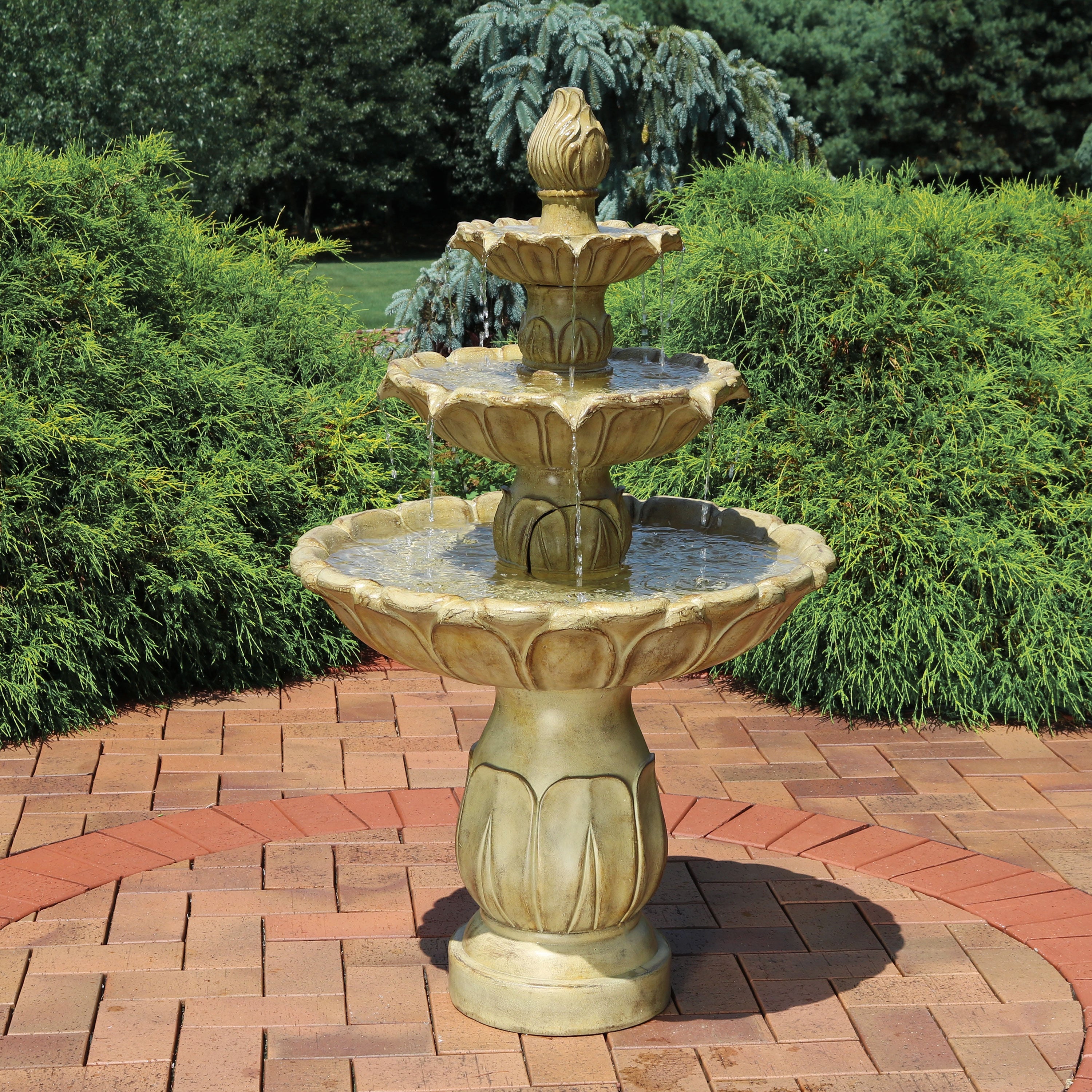 Sunnydaze 46" Classic Tulip 3-Tier Electric Water Fountain