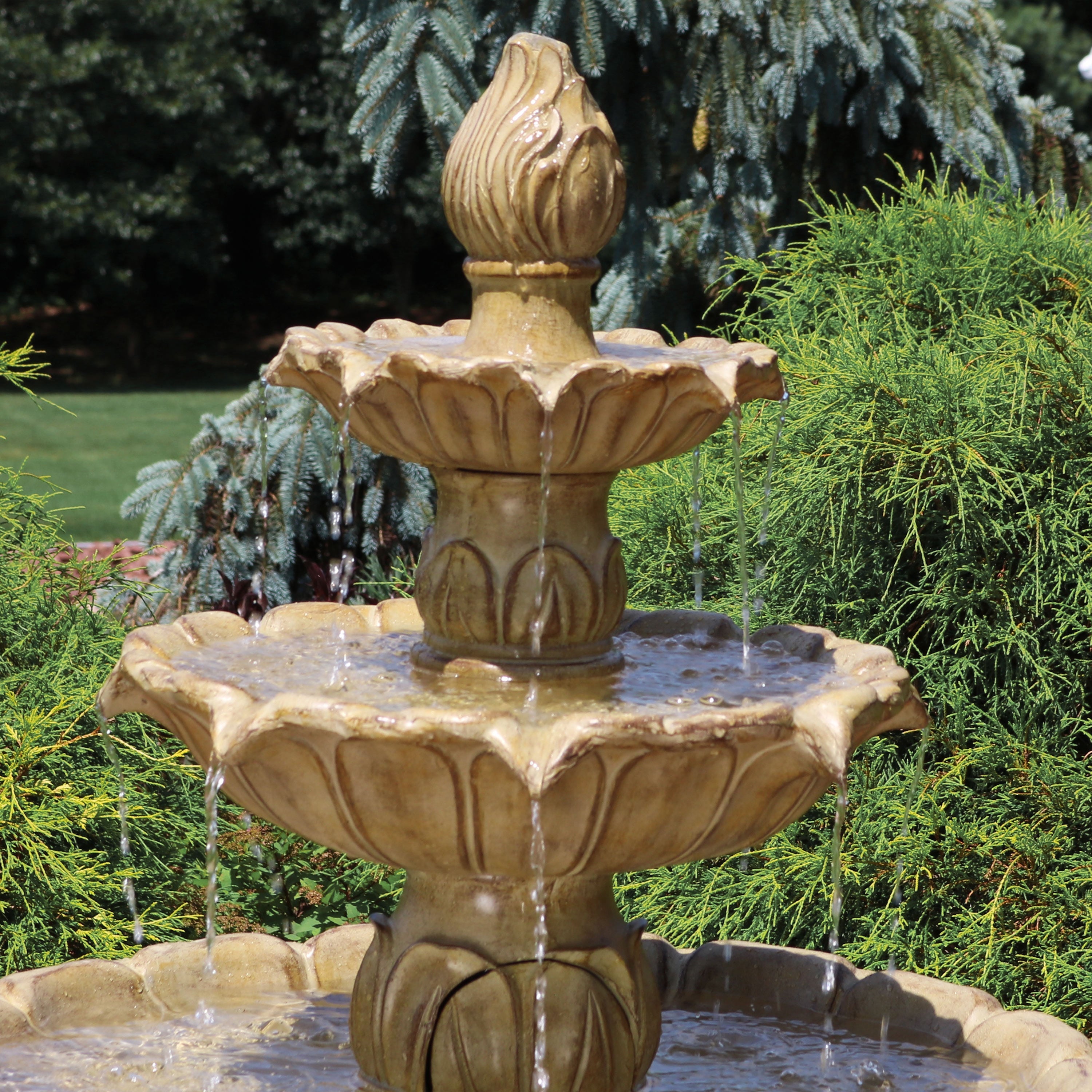 Sunnydaze 46" Classic Tulip 3-Tier Electric Water Fountain