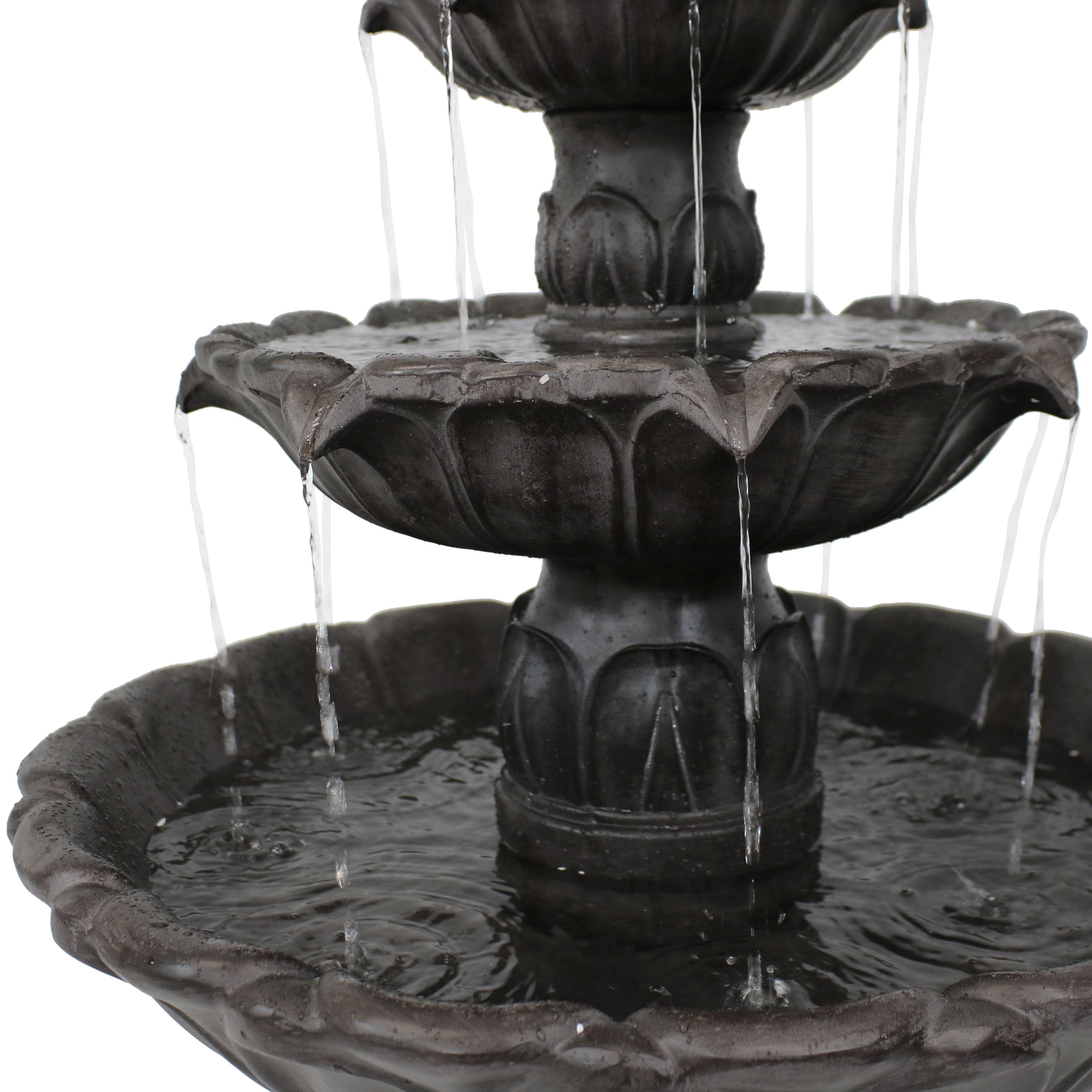 Sunnydaze 46" Classic Tulip 3-Tier Electric Water Fountain
