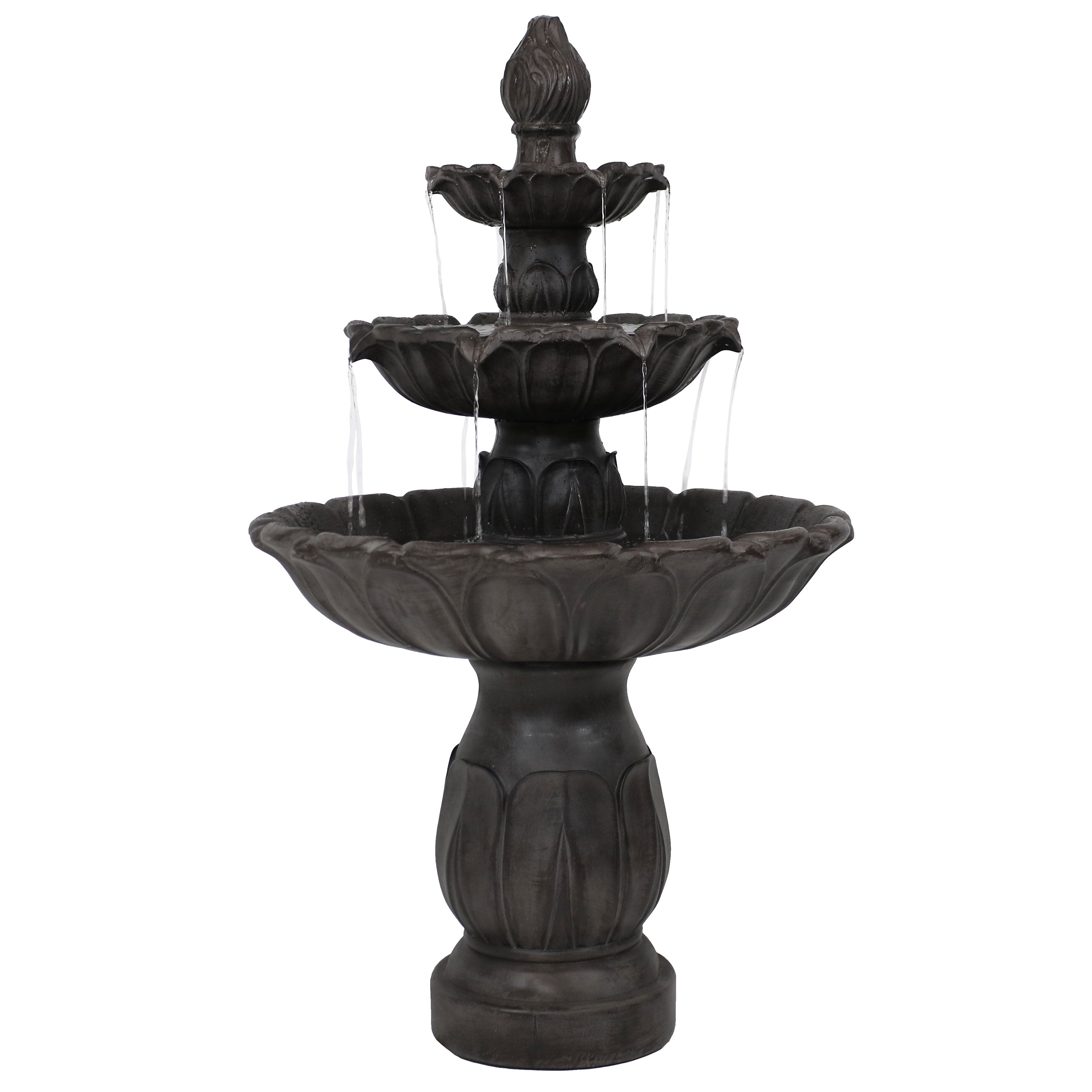 Sunnydaze 46" Classic Tulip 3-Tier Electric Water Fountain XCA-131502DB