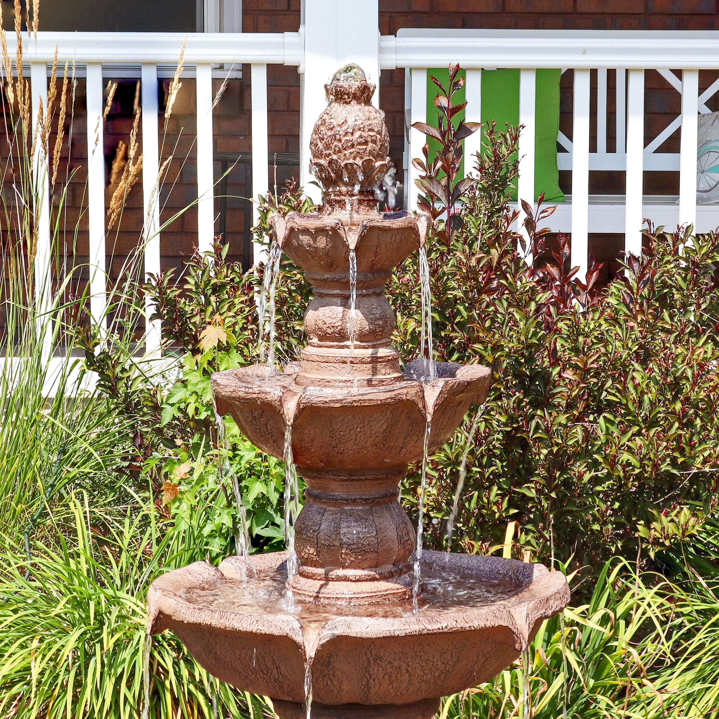 Sunnydaze 52" H 4-Tier Pineapple Outdoor Water Fountain