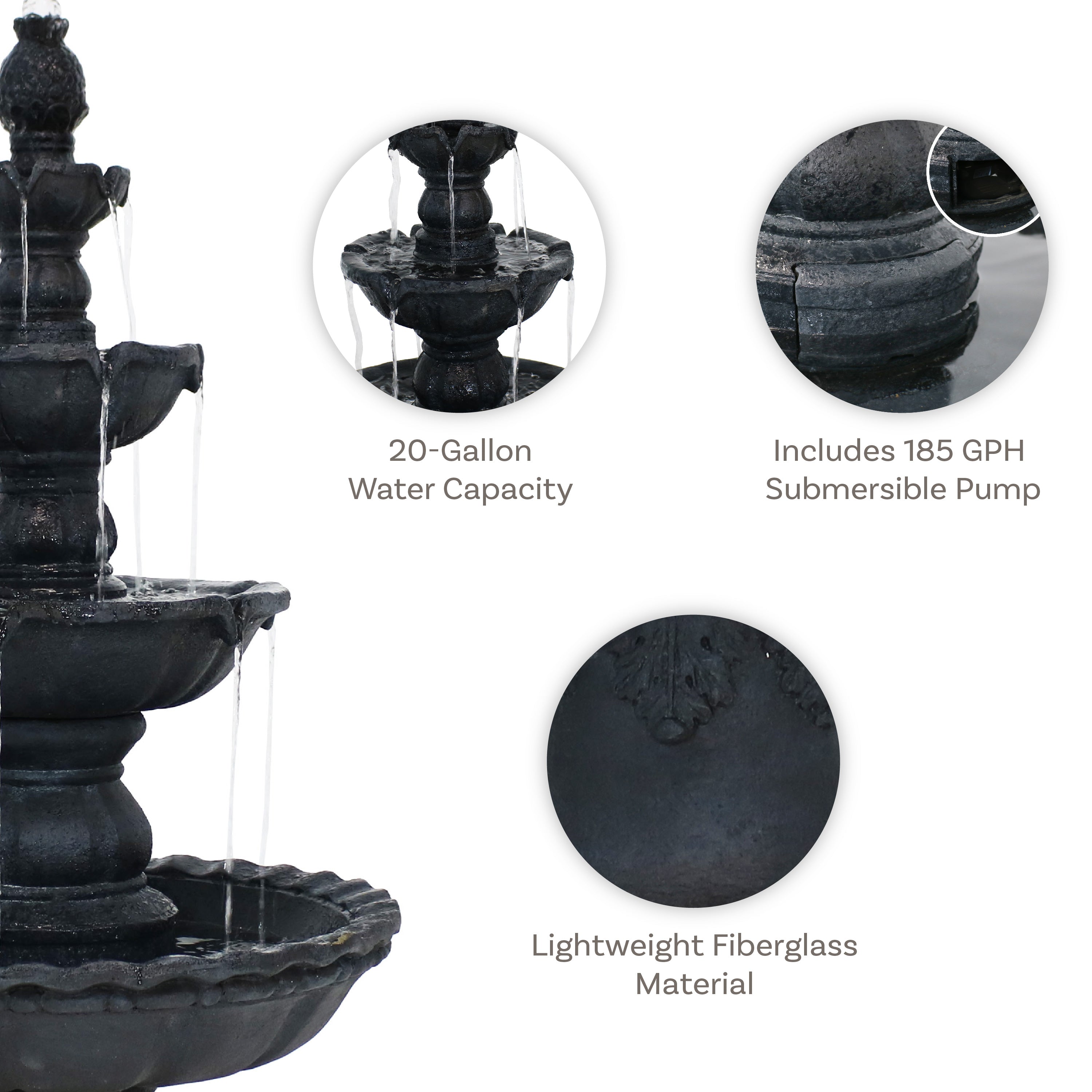 Sunnydaze 52" H 4-Tier Pineapple Outdoor Water Fountain