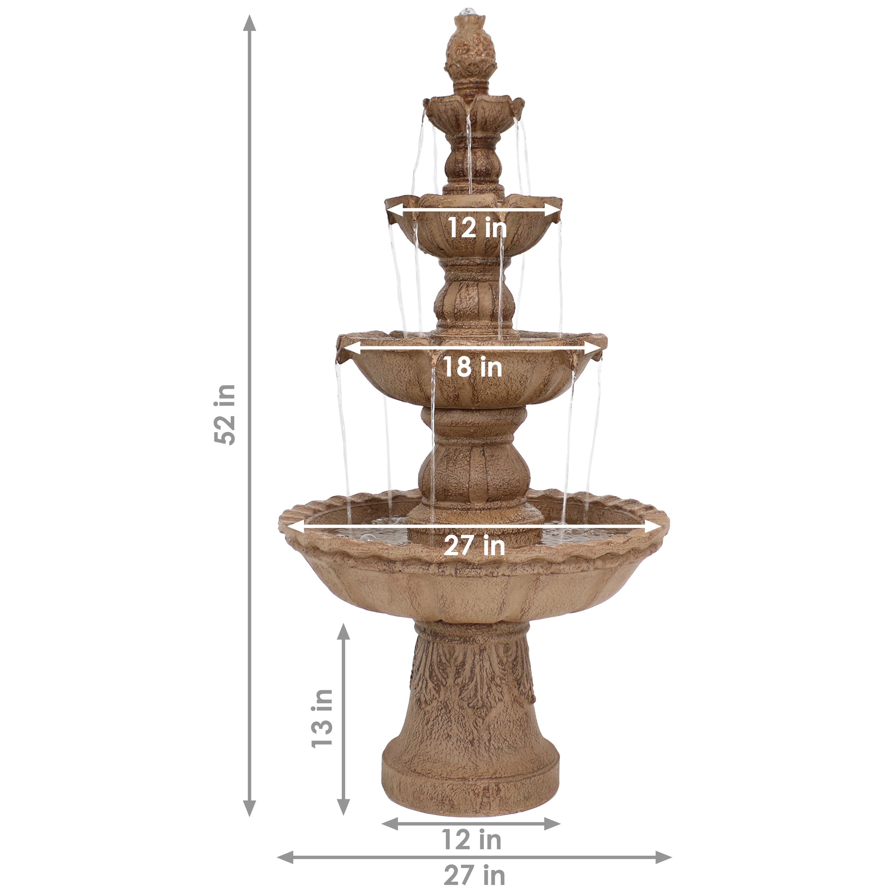 Sunnydaze 52" H 4-Tier Pineapple Outdoor Water Fountain