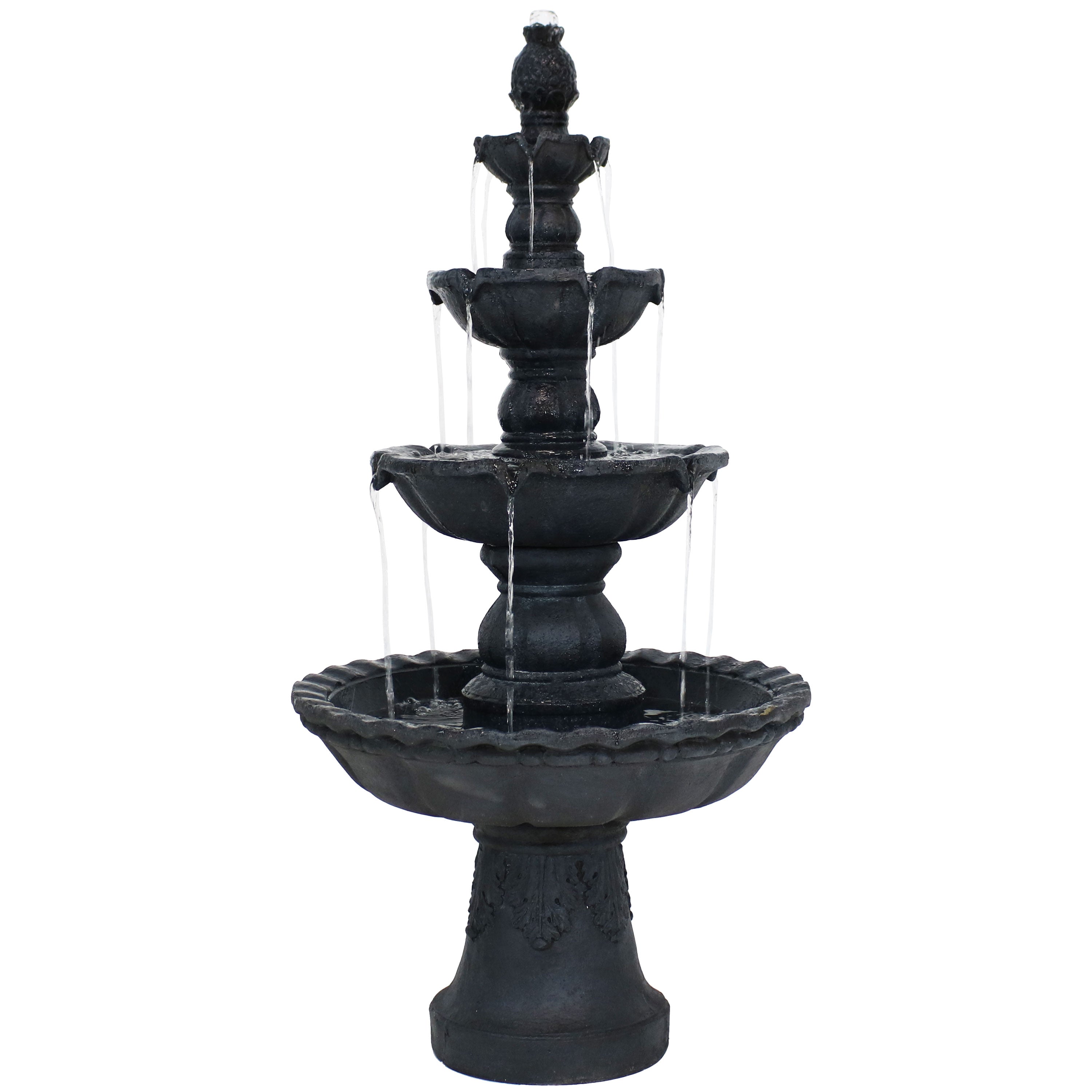 Sunnydaze 52" H 4-Tier Pineapple Outdoor Water Fountain FC-73650-BLK