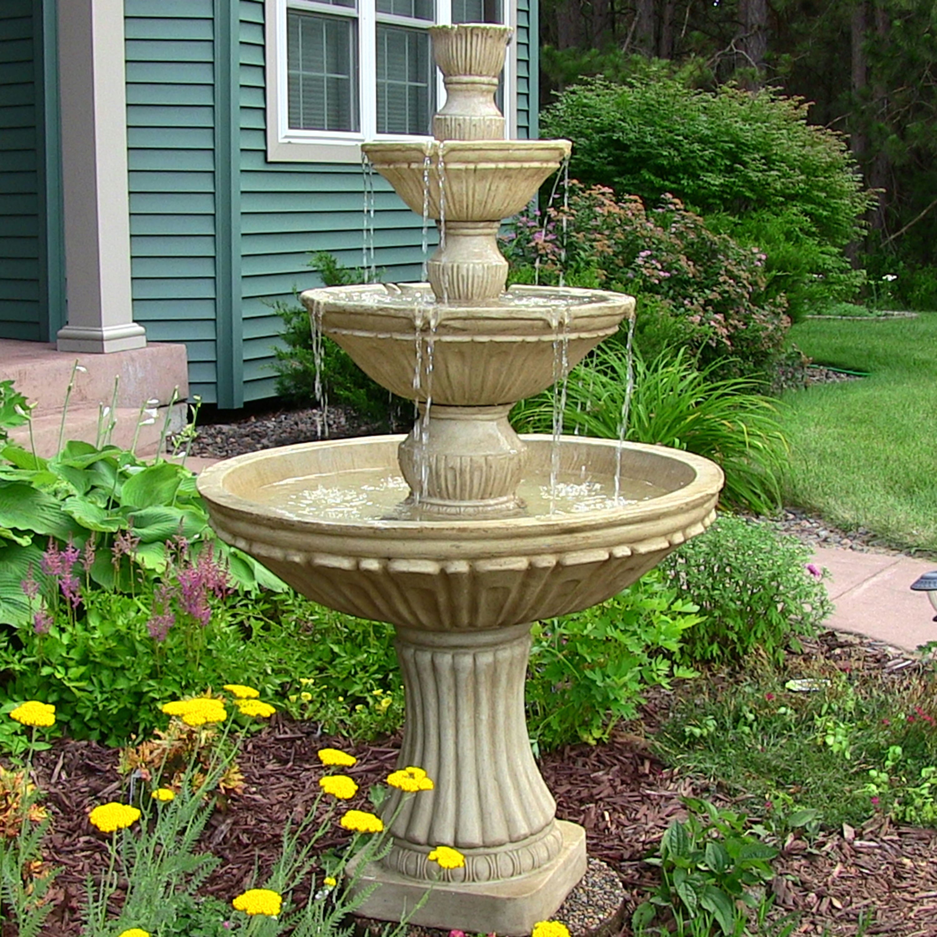 Sunnydaze 55" H Classic Designer 3-Tier Outdoor Water Fountain