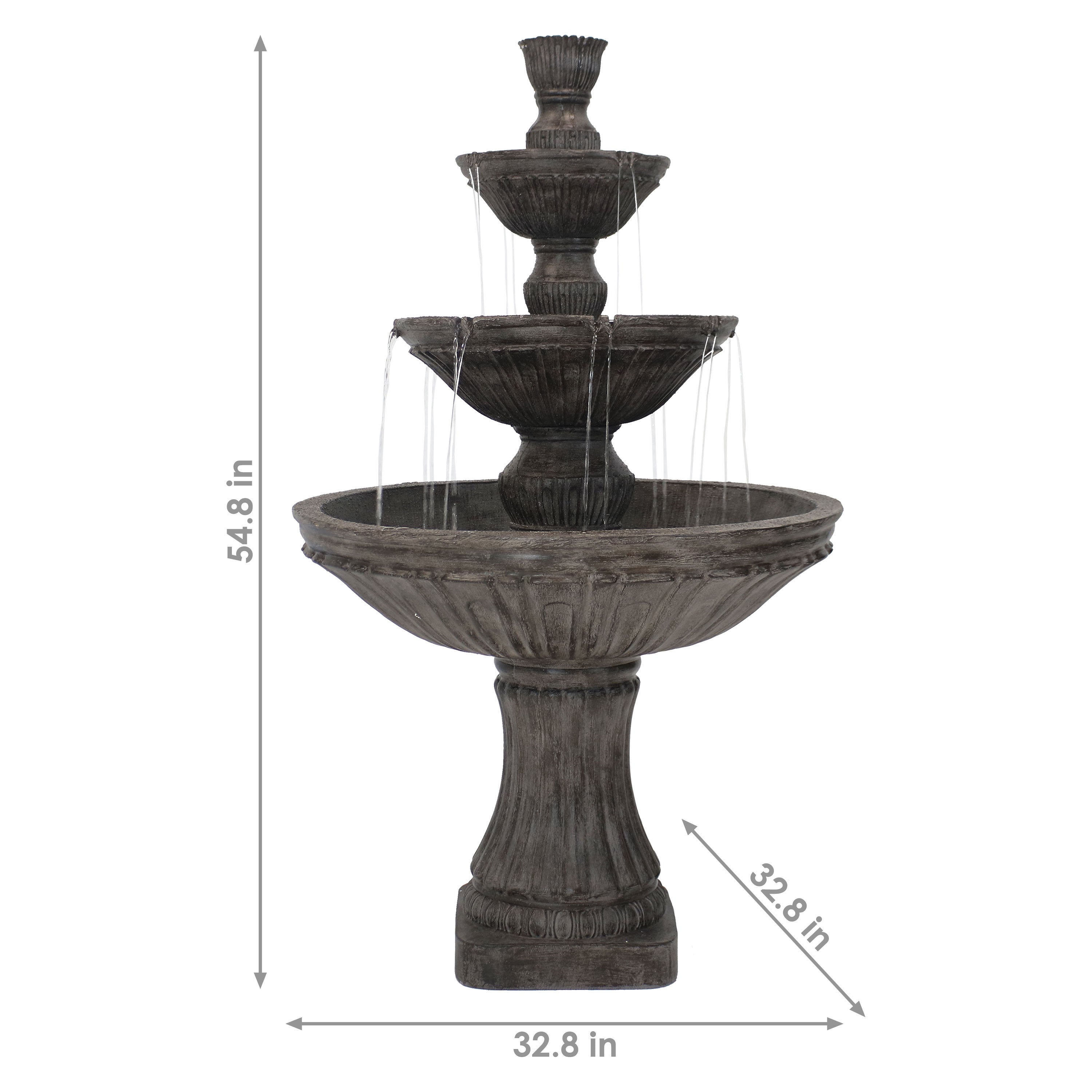 Sunnydaze 55" H Classic Designer 3-Tier Outdoor Water Fountain