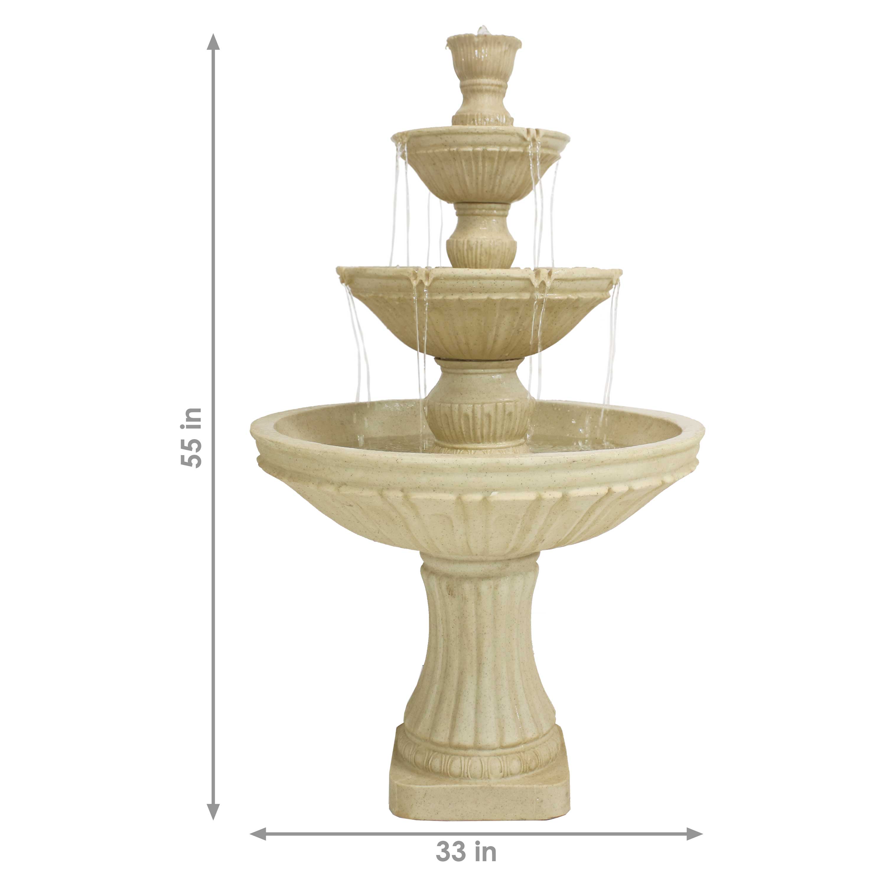 Sunnydaze 55" H Classic Designer 3-Tier Outdoor Water Fountain
