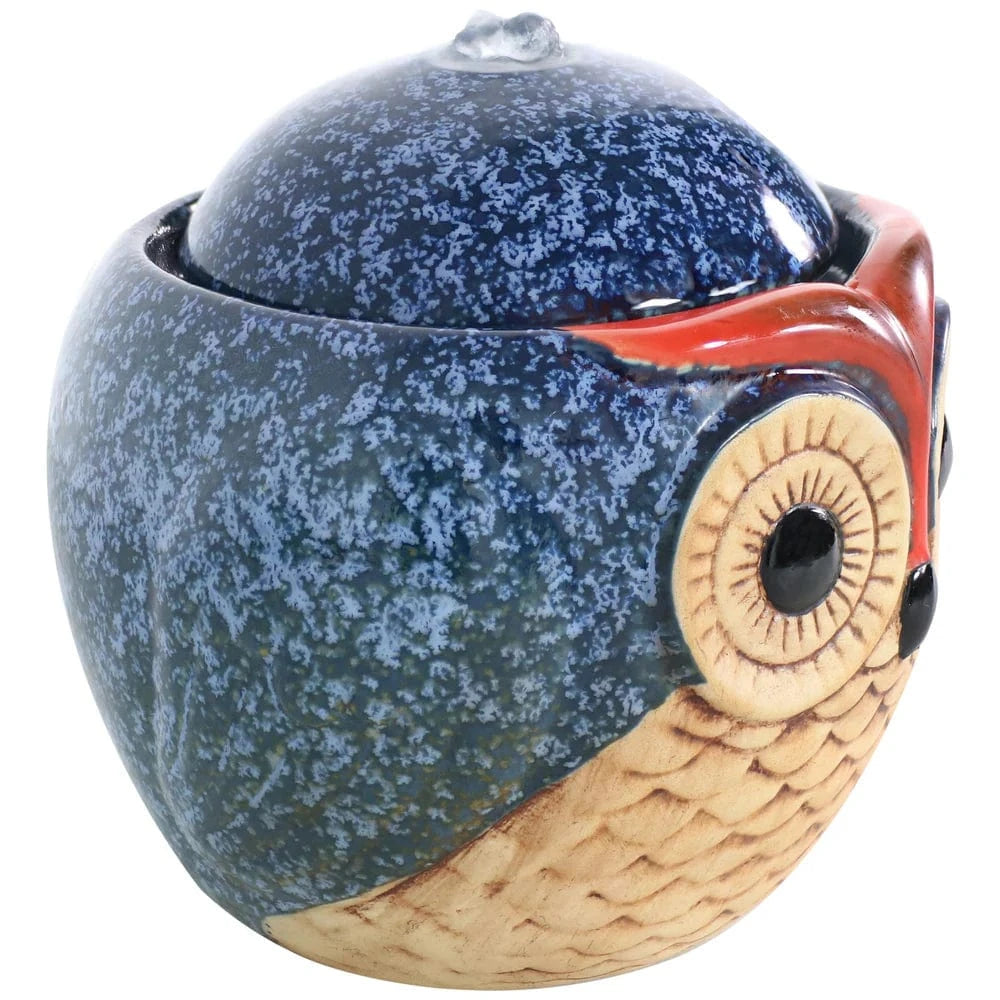 Sunnydaze 6" Ceramic Owl Indoor Tabletop Water Fountain SSS-492