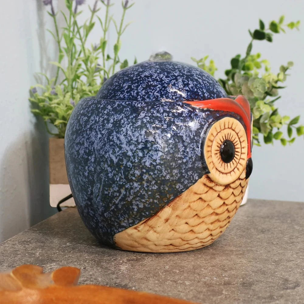 Sunnydaze 6" Ceramic Owl Indoor Tabletop Water Fountain SSS-492