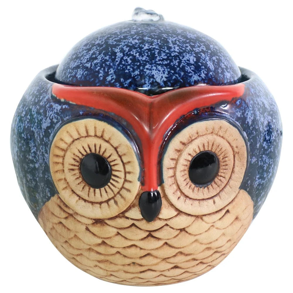 Sunnydaze 6" Ceramic Owl Indoor Tabletop Water Fountain SSS-492