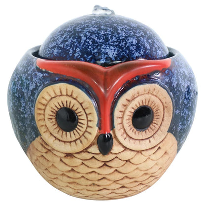 Sunnydaze 6" Ceramic Owl Indoor Tabletop Water Fountain SSS-492