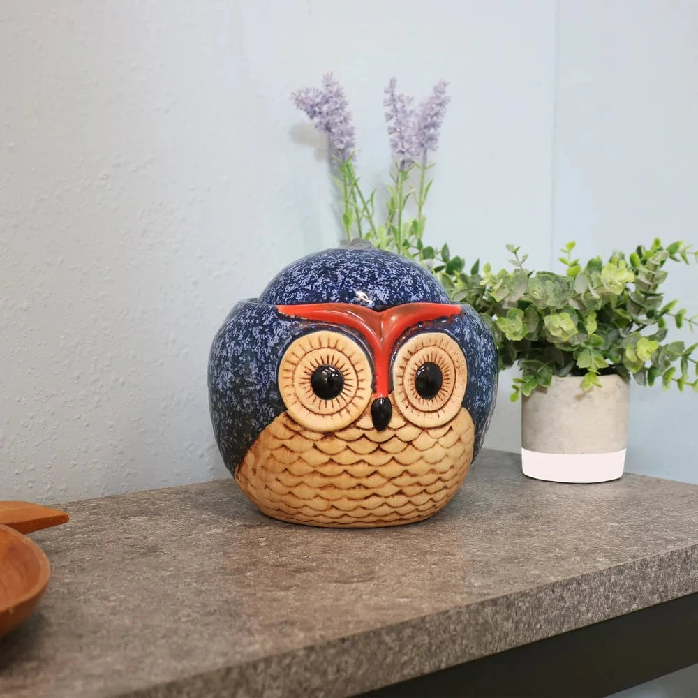 Sunnydaze 6" Ceramic Owl Indoor Tabletop Water Fountain SSS-492