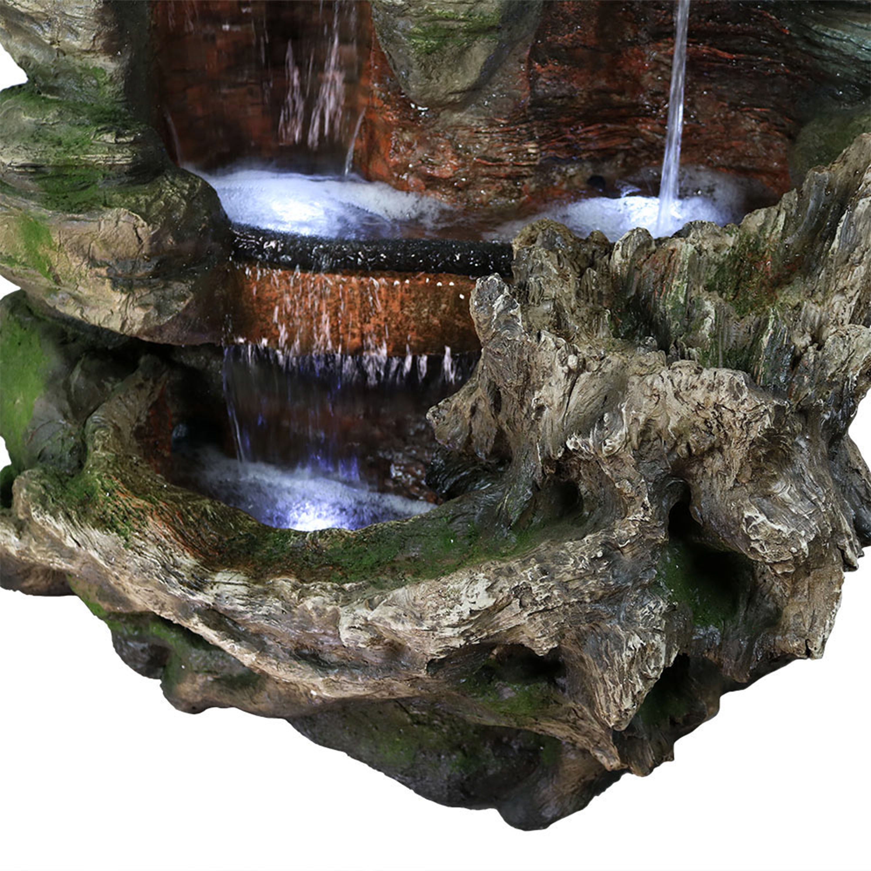 Sunnydaze 61" Flat Rock Summit Large Outdoor Waterfall Fountain with LED Lights DW-09032