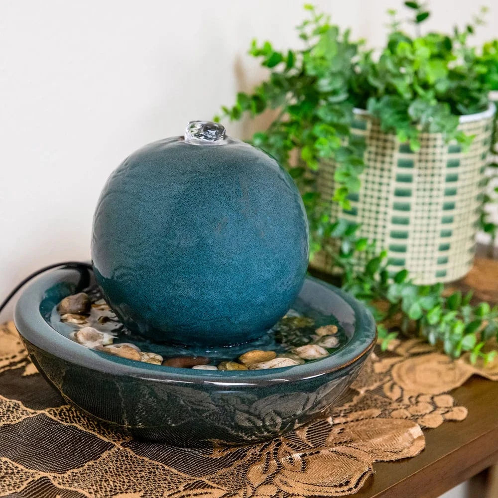 Sunnydaze 7" Indoor Ceramic Tabletop Water Fountain with Orb