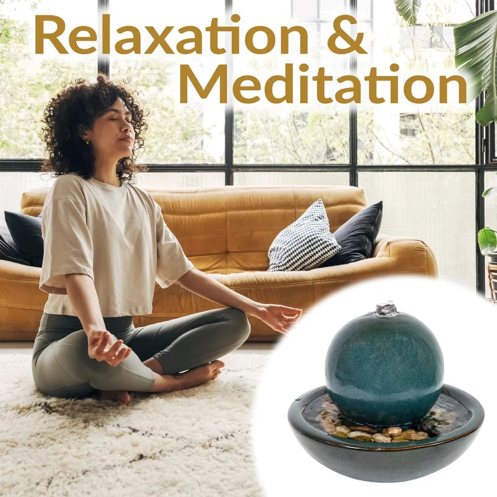 Sunnydaze 7" Indoor Ceramic Tabletop Water Fountain with Orb