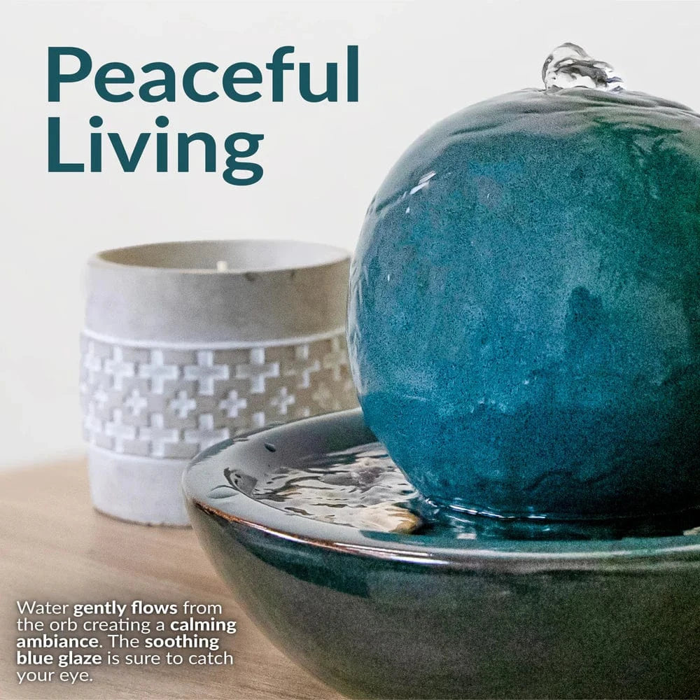 Sunnydaze 7" Indoor Ceramic Tabletop Water Fountain with Orb