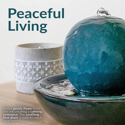 Sunnydaze 7" Indoor Ceramic Tabletop Water Fountain with Orb