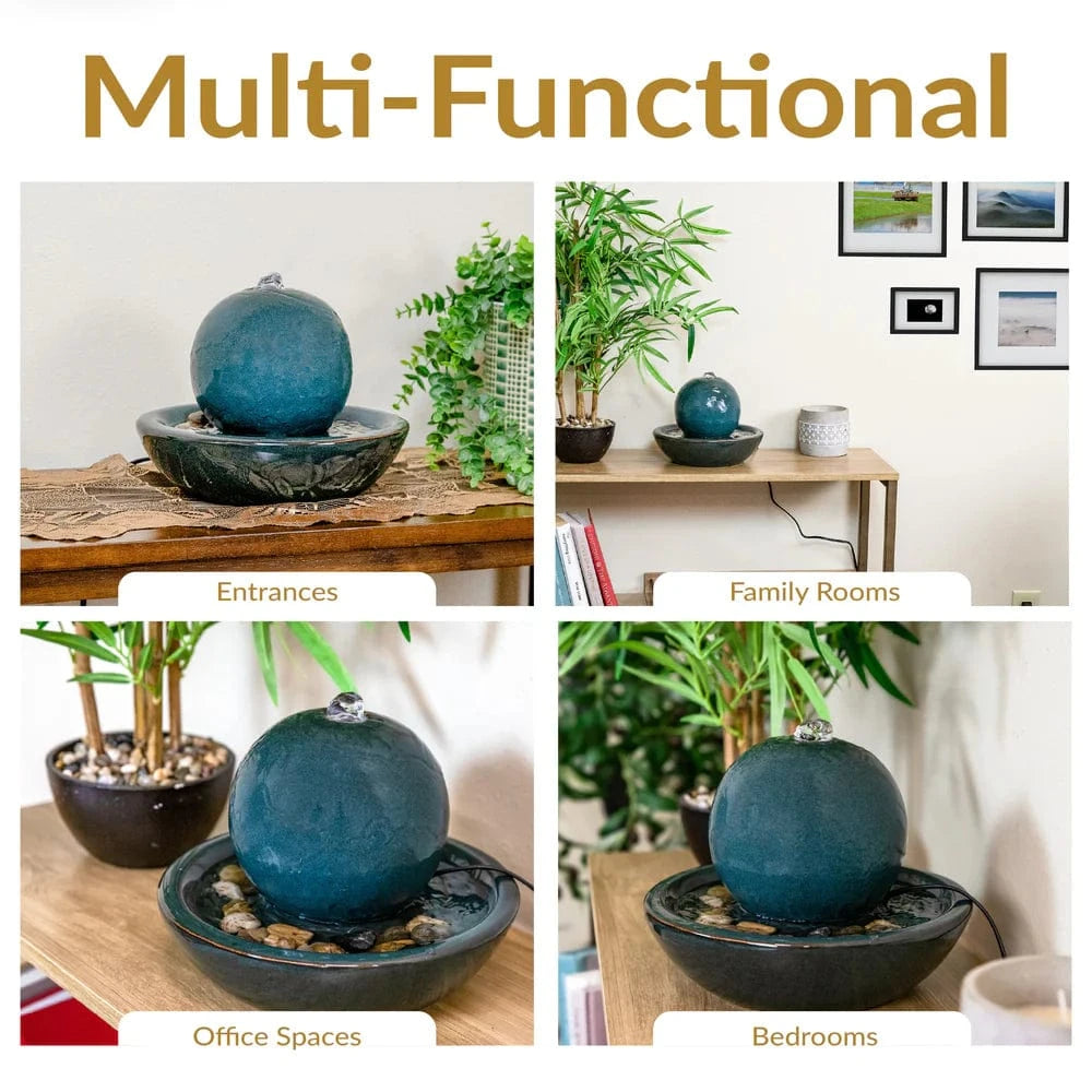 Sunnydaze 7" Indoor Ceramic Tabletop Water Fountain with Orb