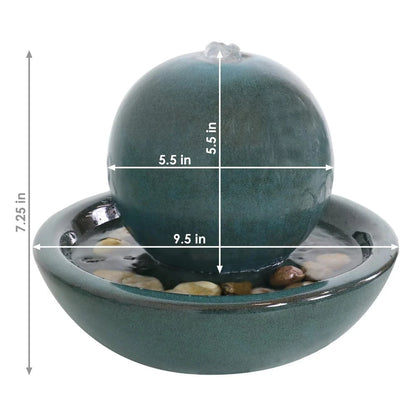 Sunnydaze 7" Indoor Ceramic Tabletop Water Fountain with Orb
