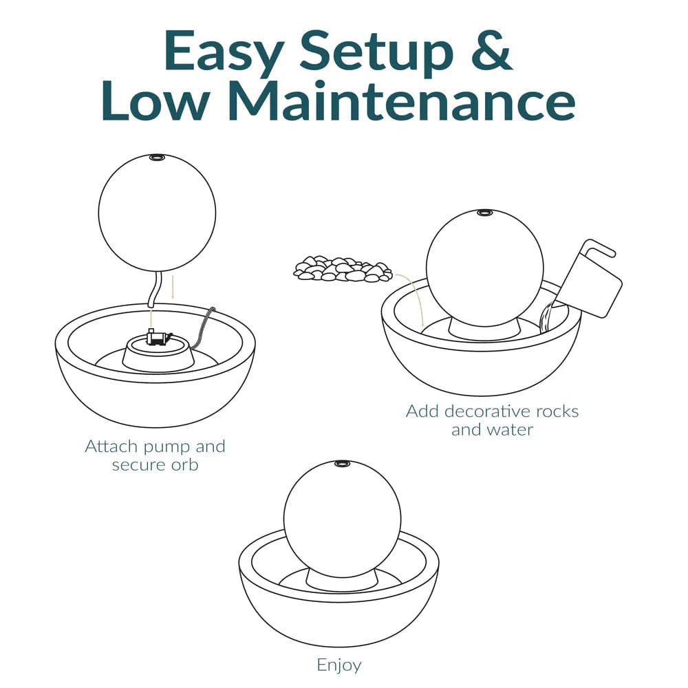 Sunnydaze 7" Indoor Ceramic Tabletop Water Fountain with Orb