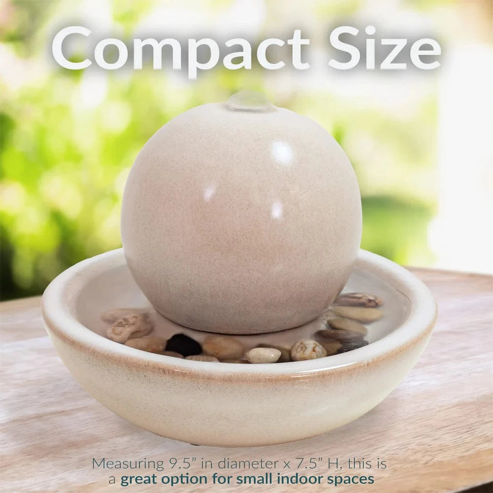 Sunnydaze 7" Indoor Ceramic Tabletop Water Fountain with Orb