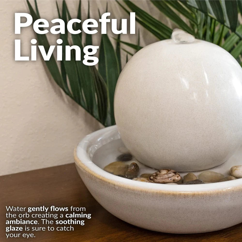 Sunnydaze 7" Indoor Ceramic Tabletop Water Fountain with Orb