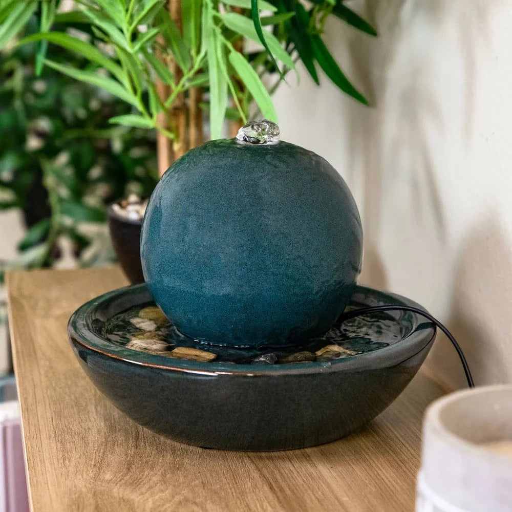 Sunnydaze 7" Indoor Ceramic Tabletop Water Fountain with Orb SSS-560