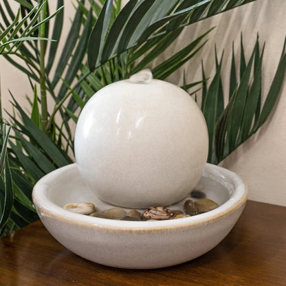 Sunnydaze 7" Indoor Ceramic Tabletop Water Fountain with Orb SSS-9461