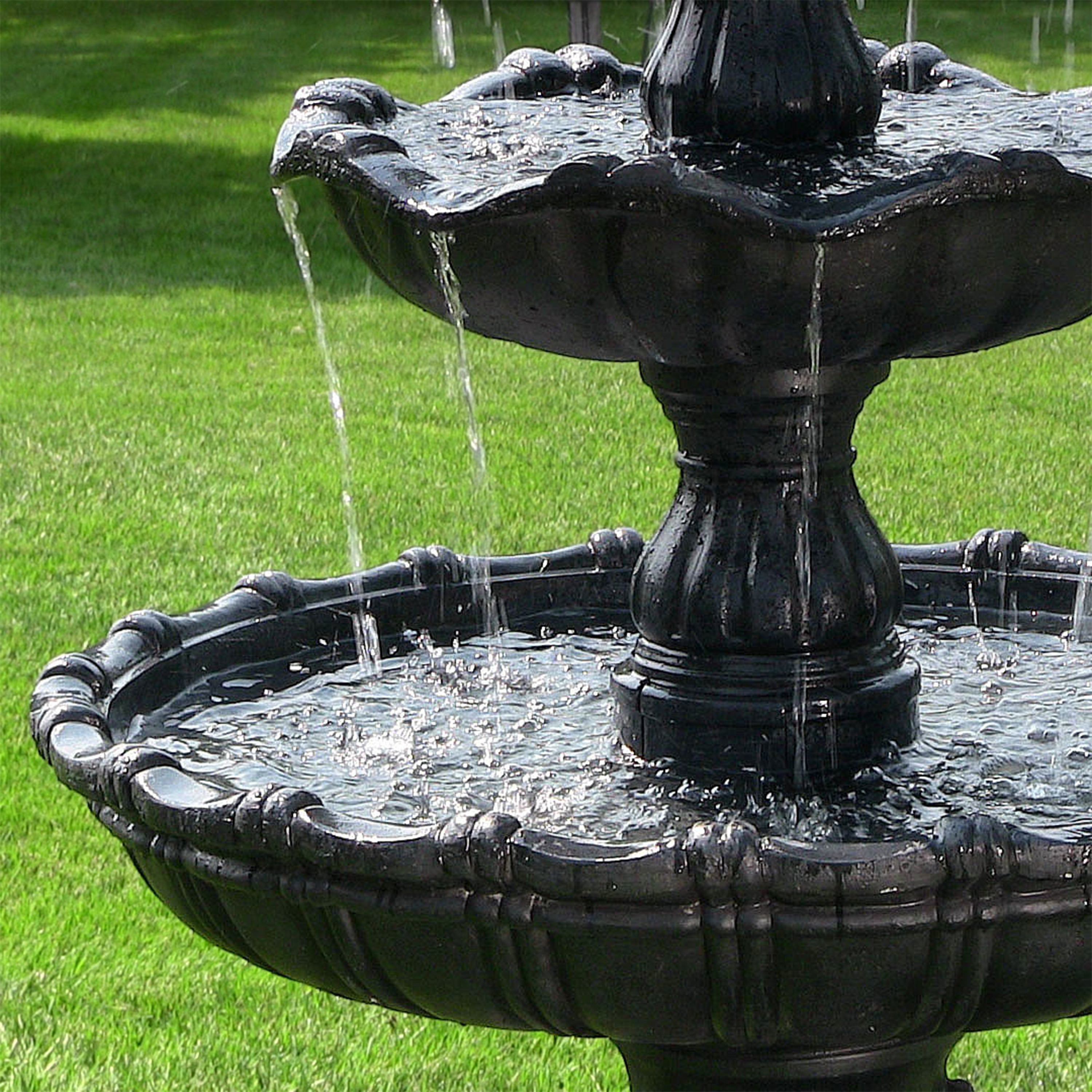 Sunnydaze 80" H 4-Tier Grand Courtyard Outdoor Water Fountain