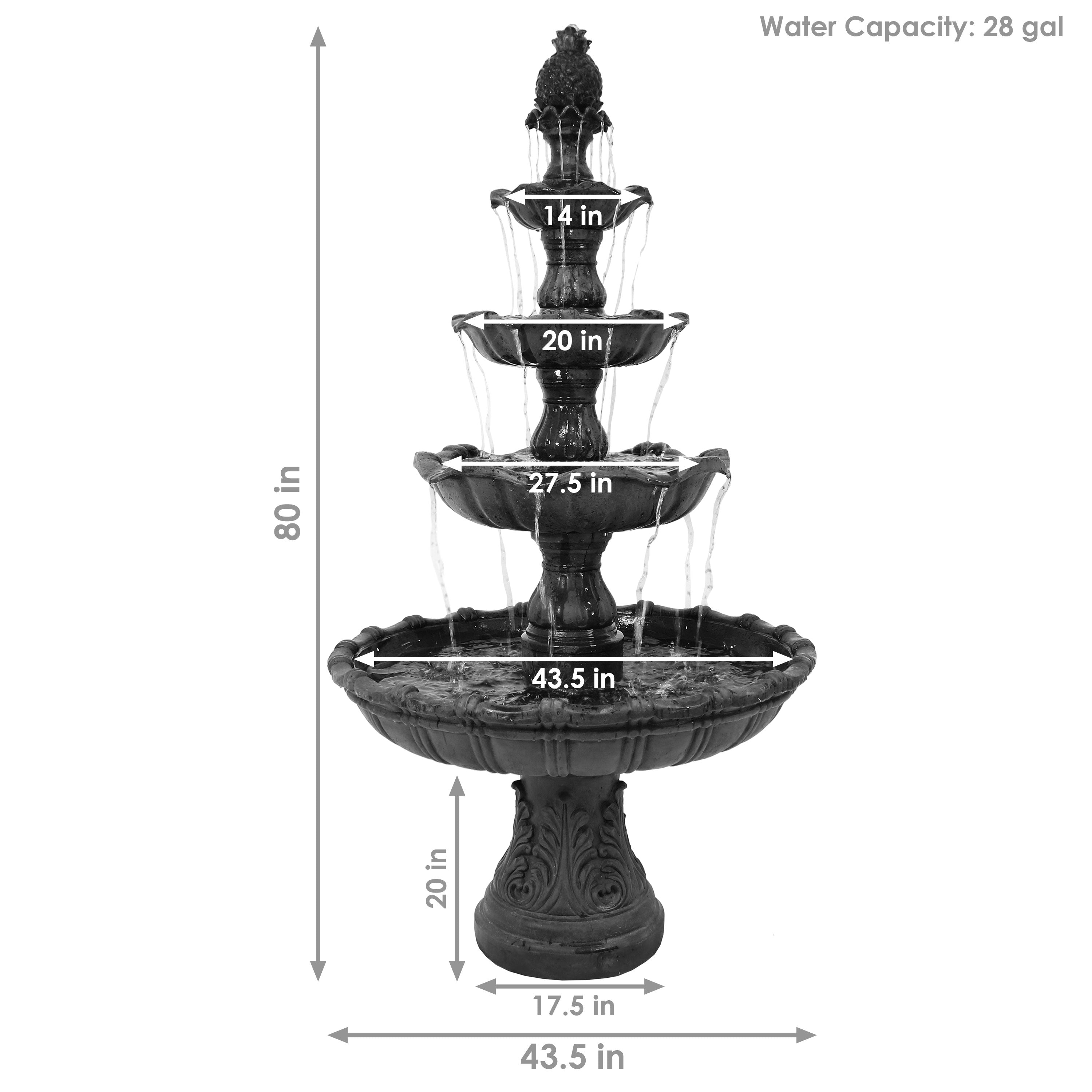 Sunnydaze 80" H 4-Tier Grand Courtyard Outdoor Water Fountain