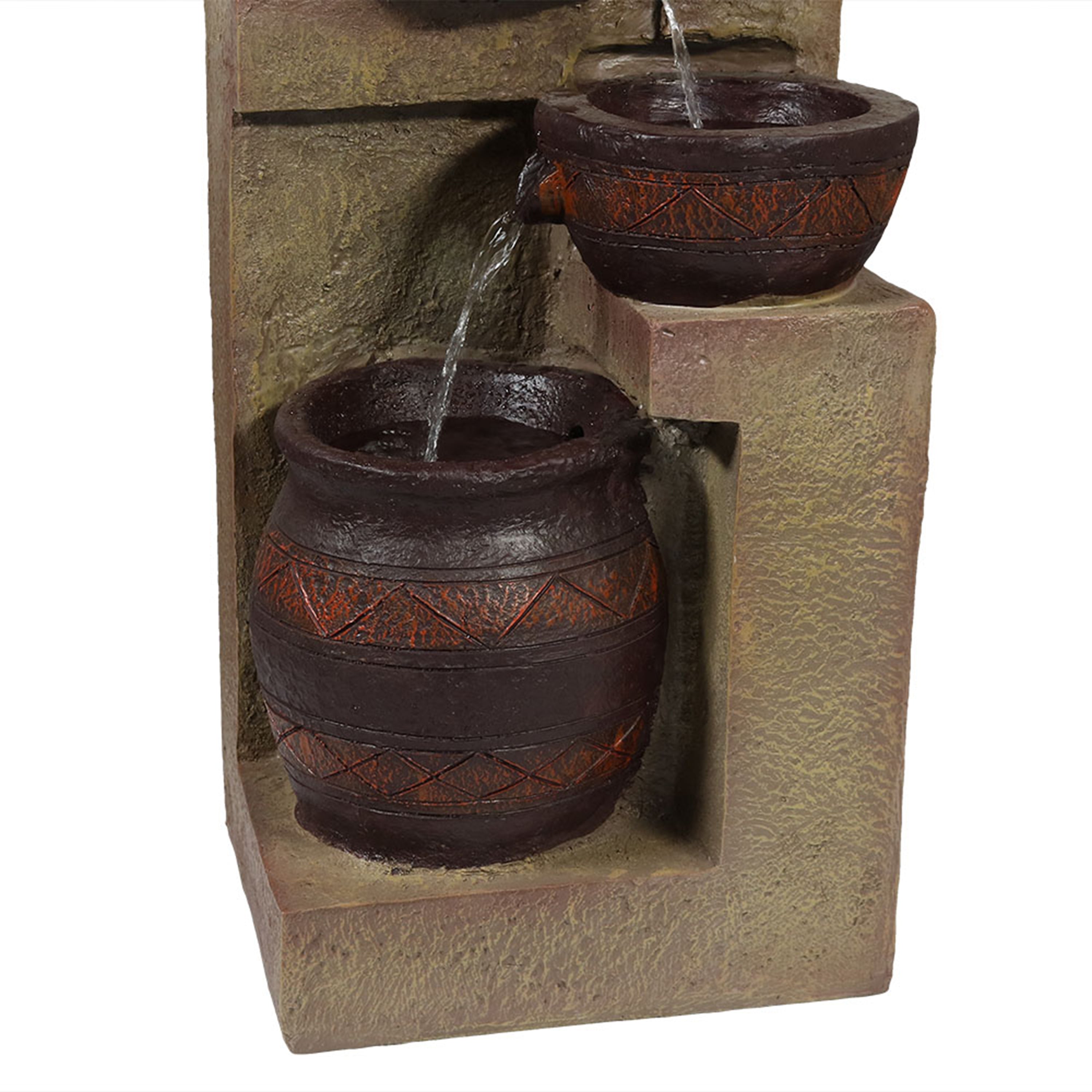 Sunnydaze Cascading Terra Bowls Solar Fountain with Battery Backup SL-0415