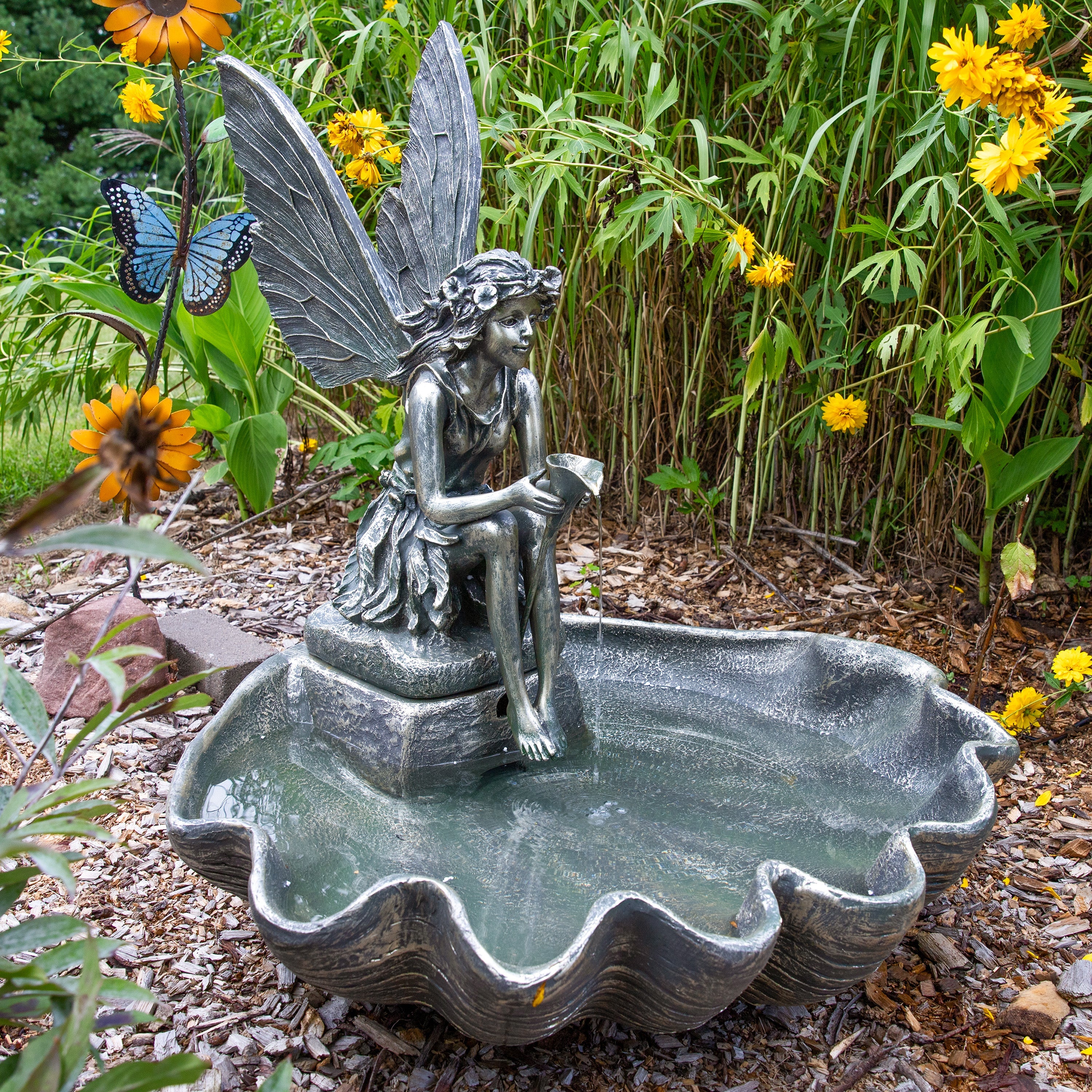 Sunnydaze Fairy Shell Outdoor Water Fountain - 30" H FC-73724