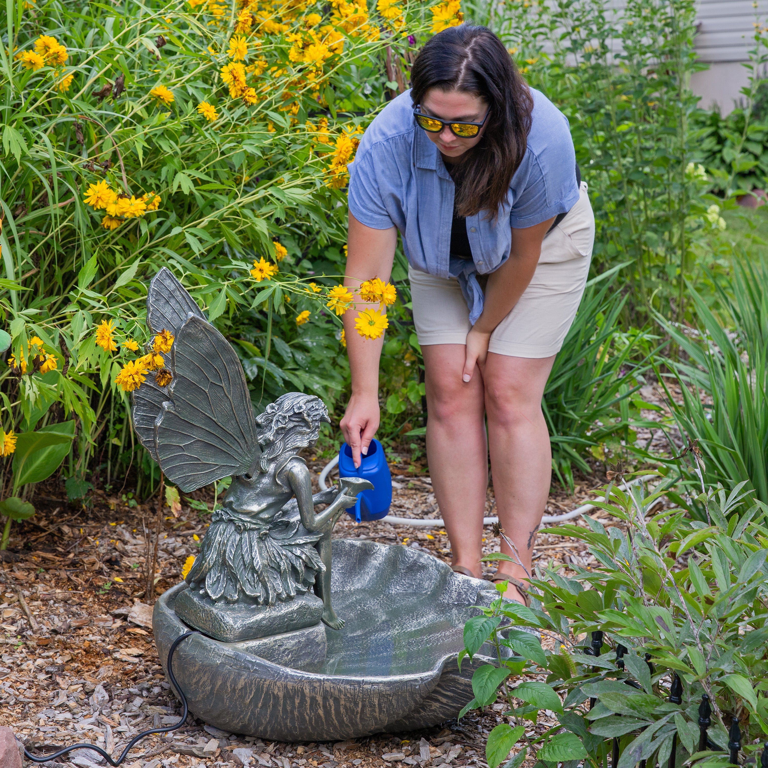 Sunnydaze Fairy Shell Outdoor Water Fountain - 30" H FC-73724