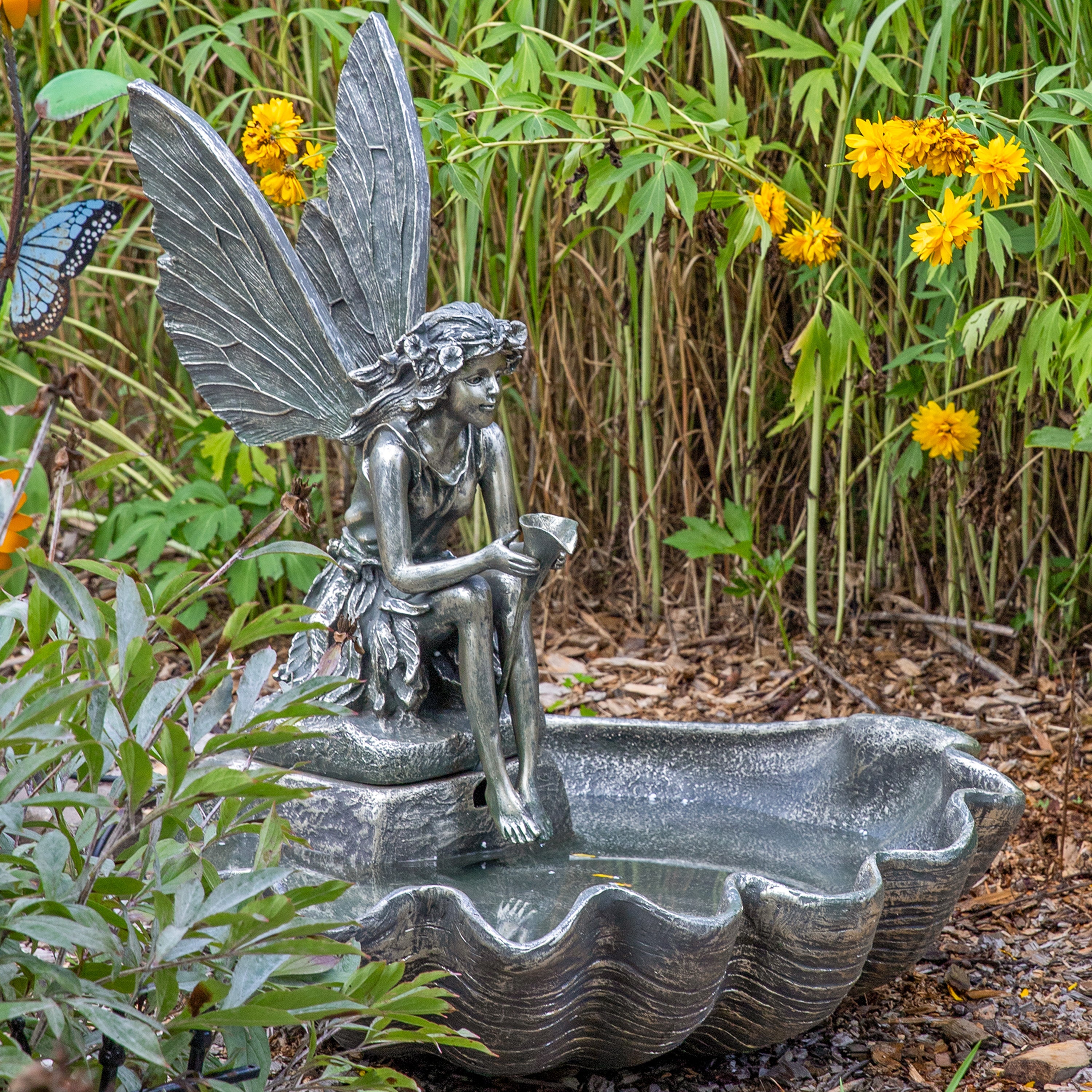 Sunnydaze Fairy Shell Outdoor Water Fountain - 30" H FC-73724