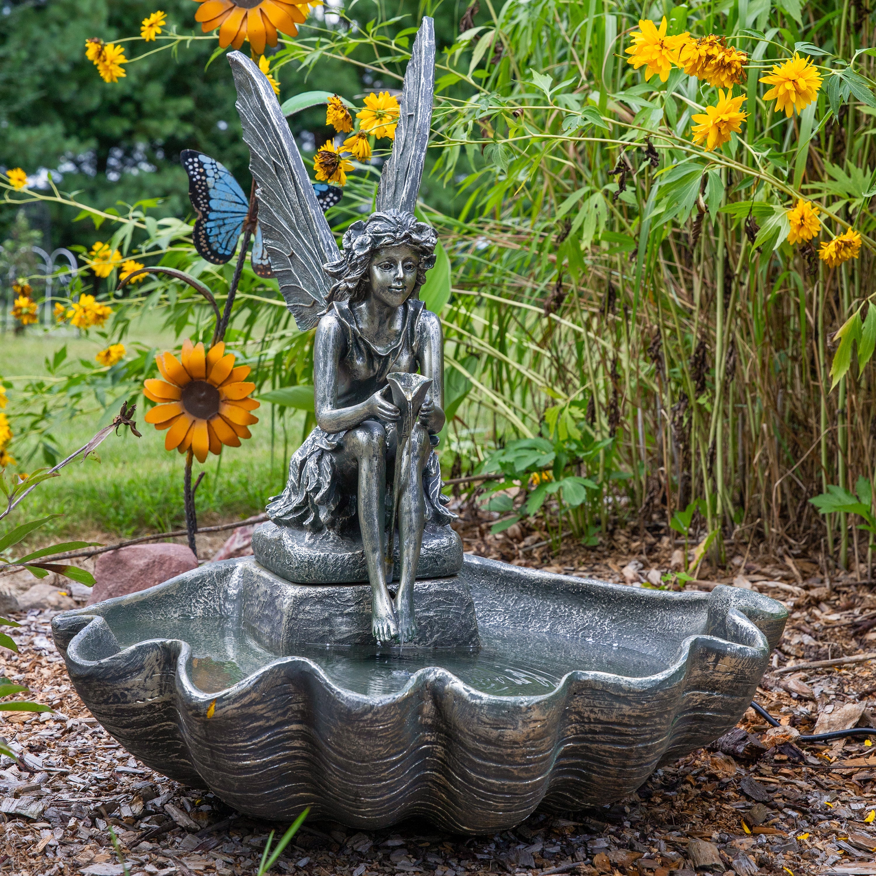 Sunnydaze Fairy Shell Outdoor Water Fountain - 30" H FC-73724