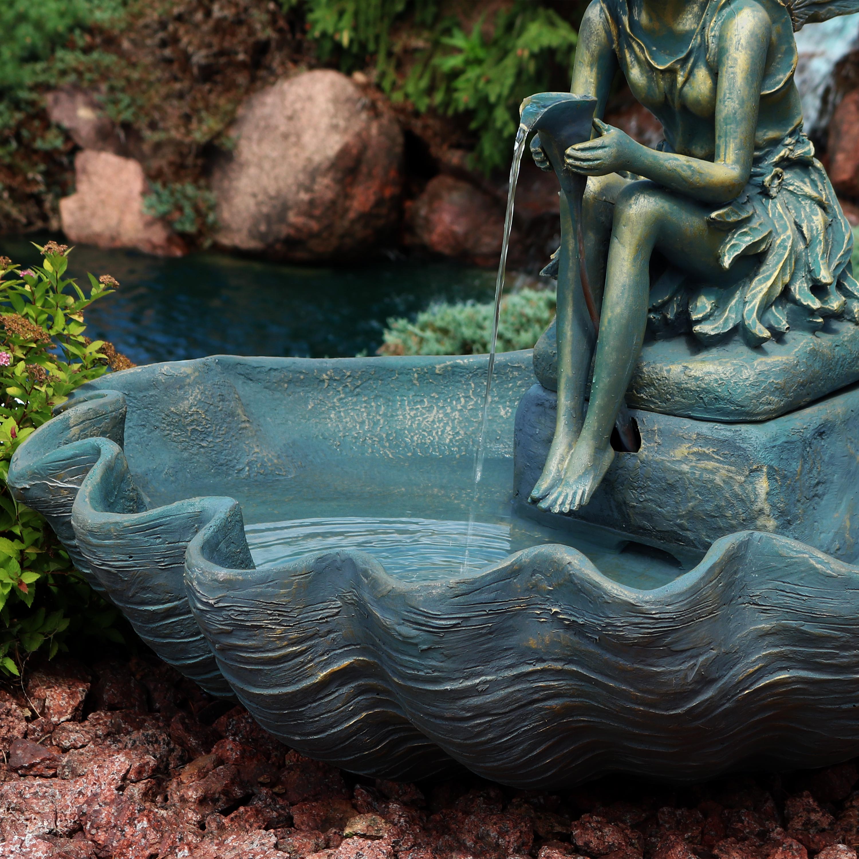 Sunnydaze Fairy Shell Outdoor Water Fountain - 30" H FC-73724