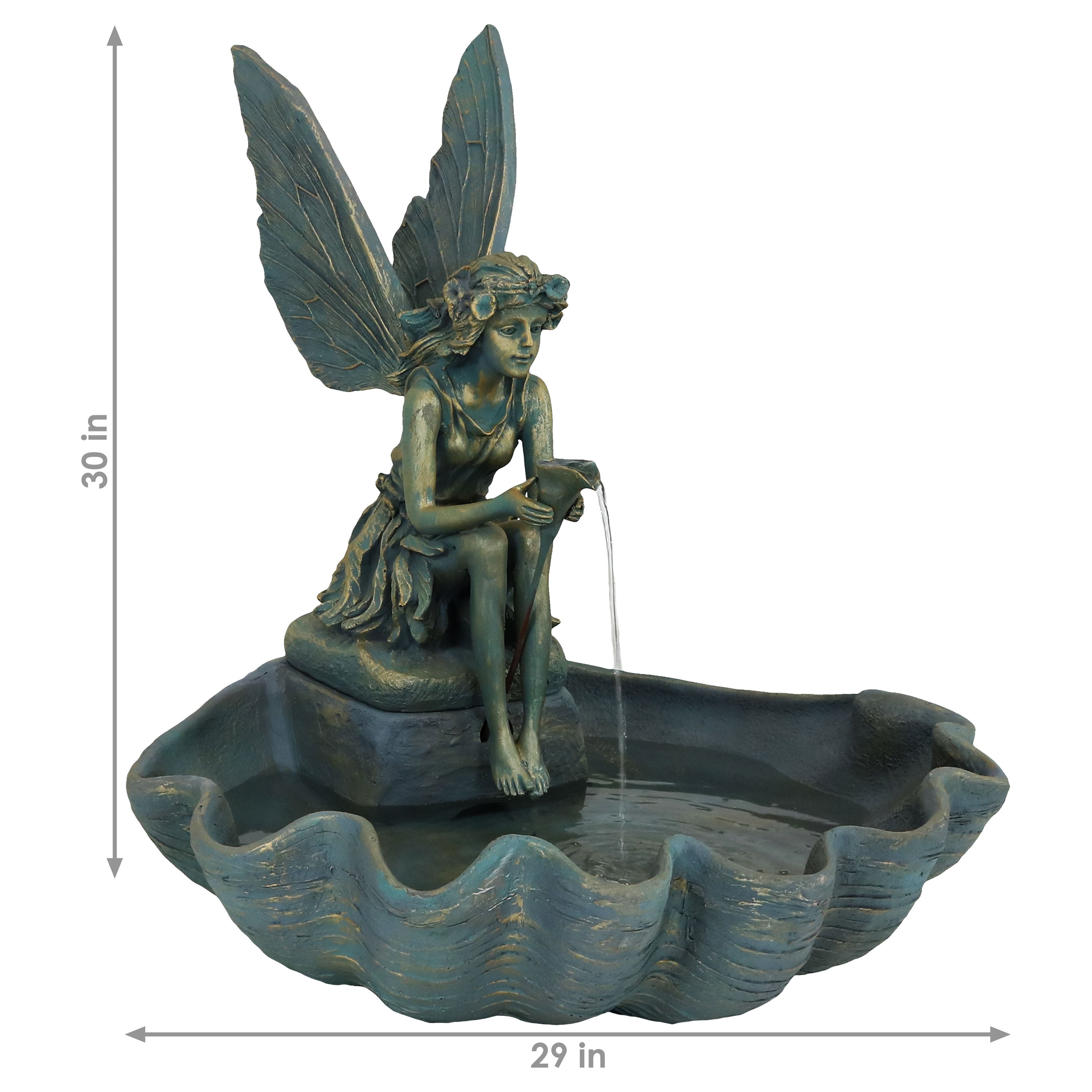 Sunnydaze Fairy Shell Outdoor Water Fountain - 30" H FC-73724