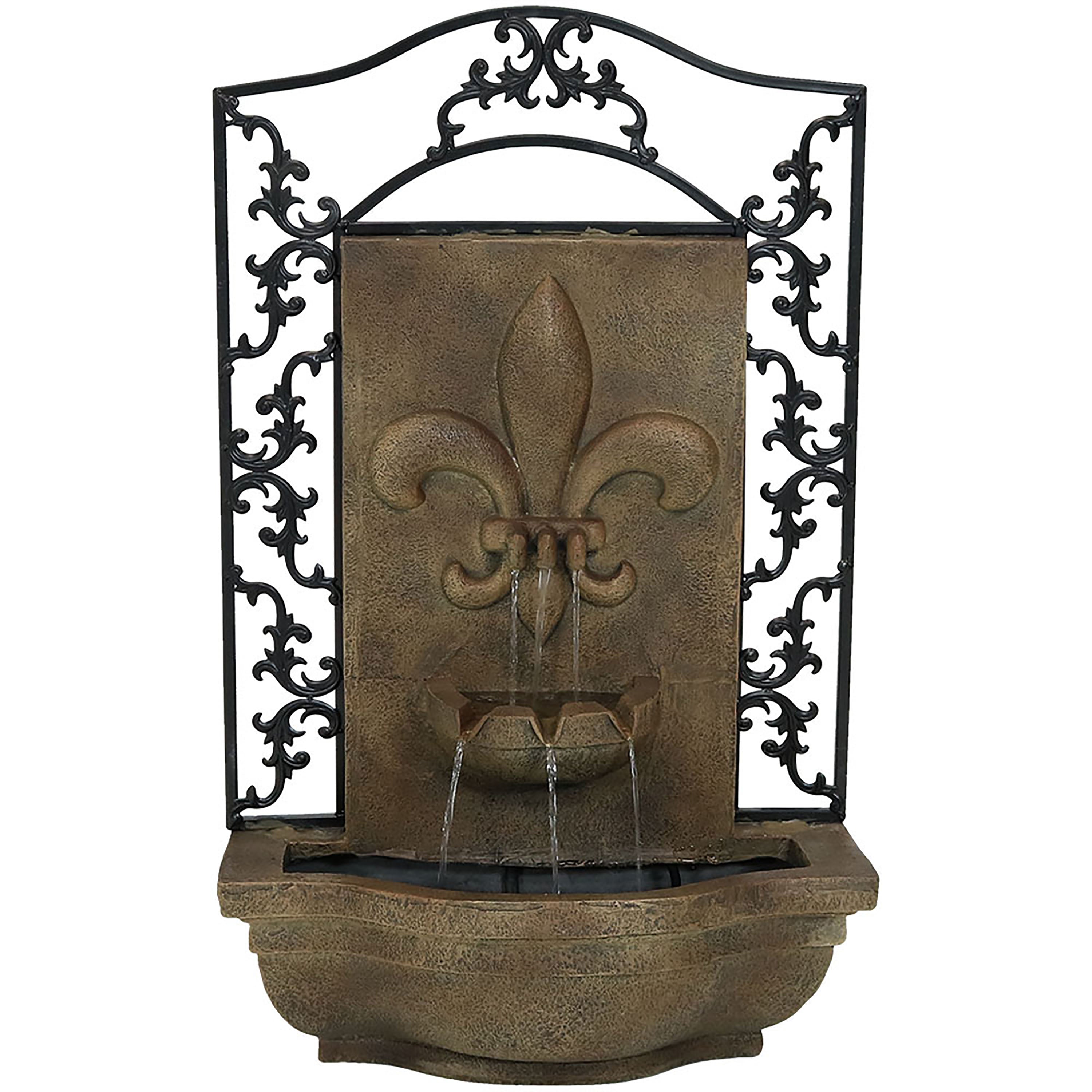 Sunnydaze French Lily Outdoor Wall Fountain with Battery Backup XCA-132388003-FS-SOD