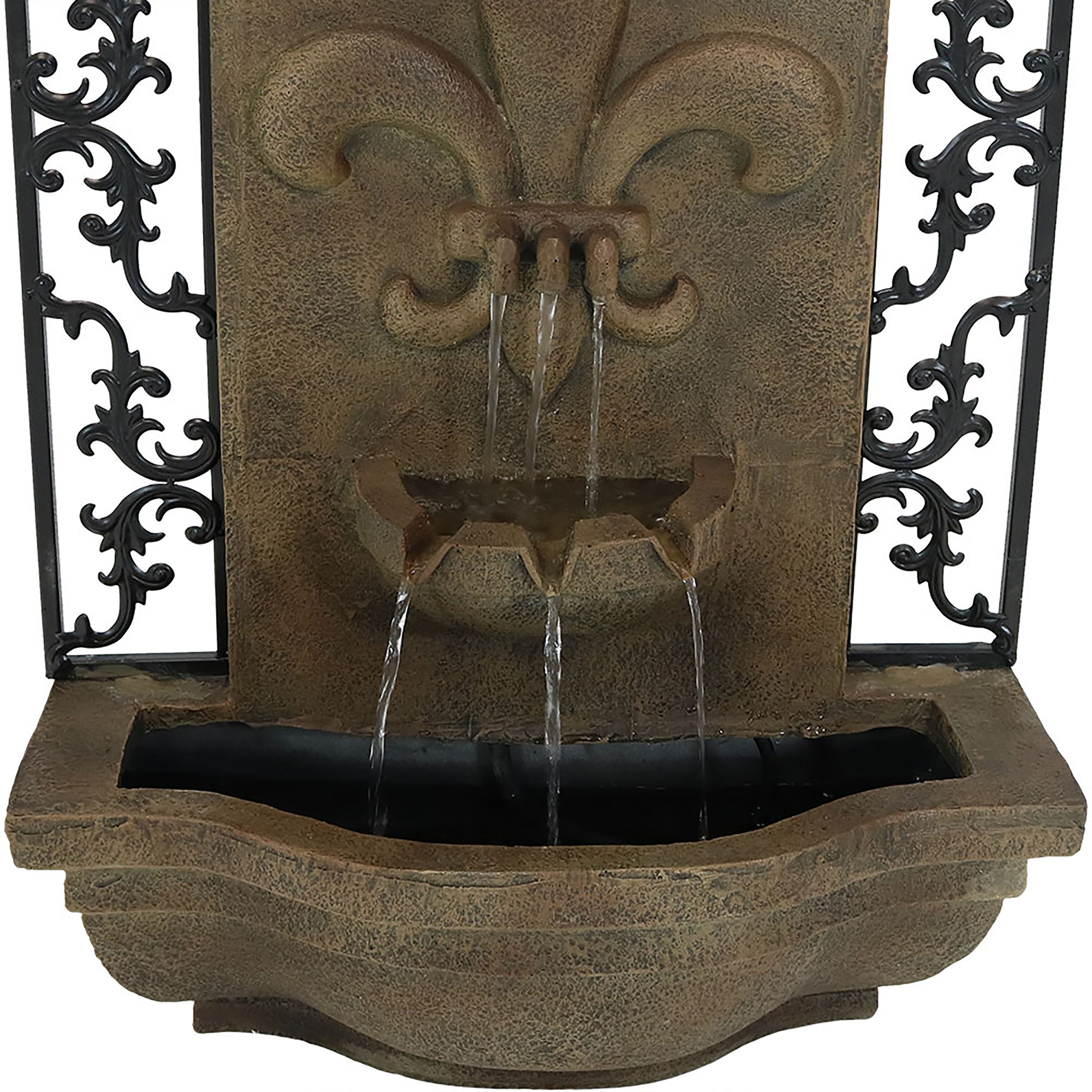 Sunnydaze French Lily Solar Outdoor Wall Fountain